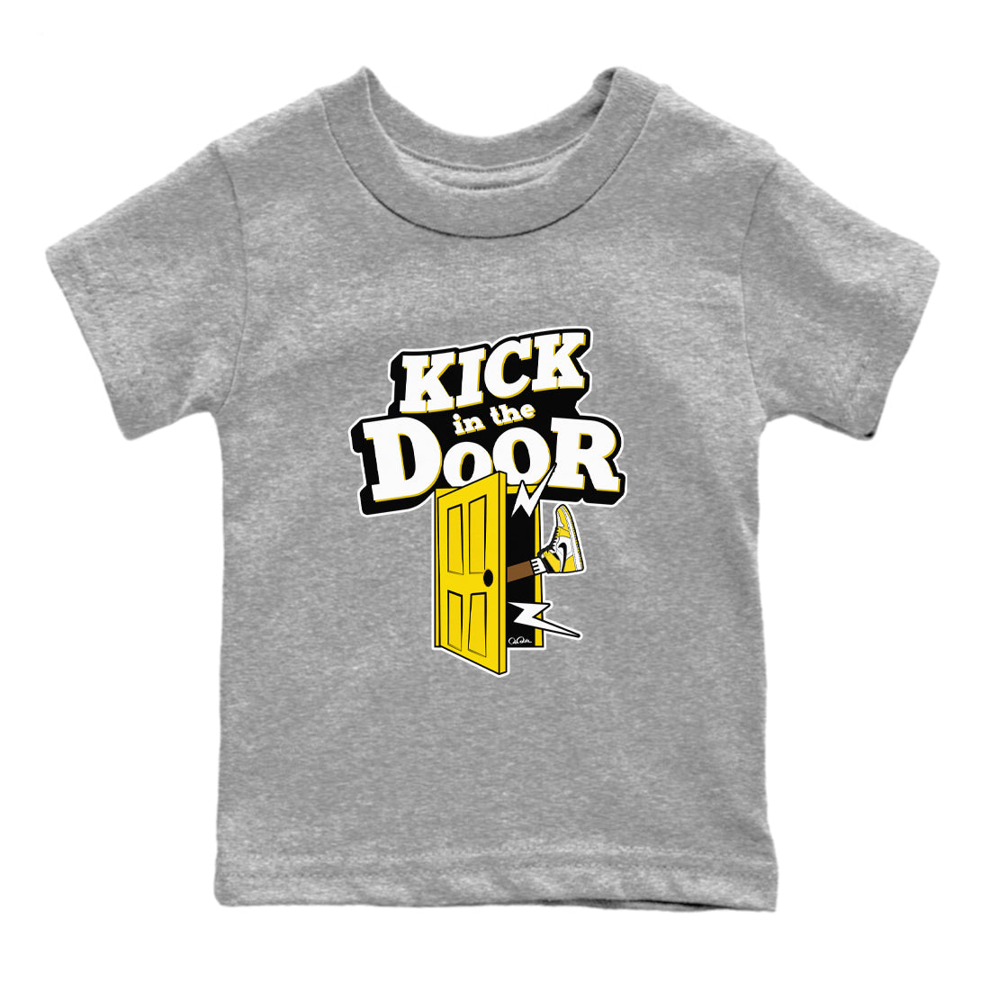 1s Yellow Ochre shirt to match jordans Kick In The Door sneaker tees streetwear brand Air Jordan 1 Yellow Ochre Drip Gear Zone Brand baby toddler Heather Grey 2 cotton Shirt