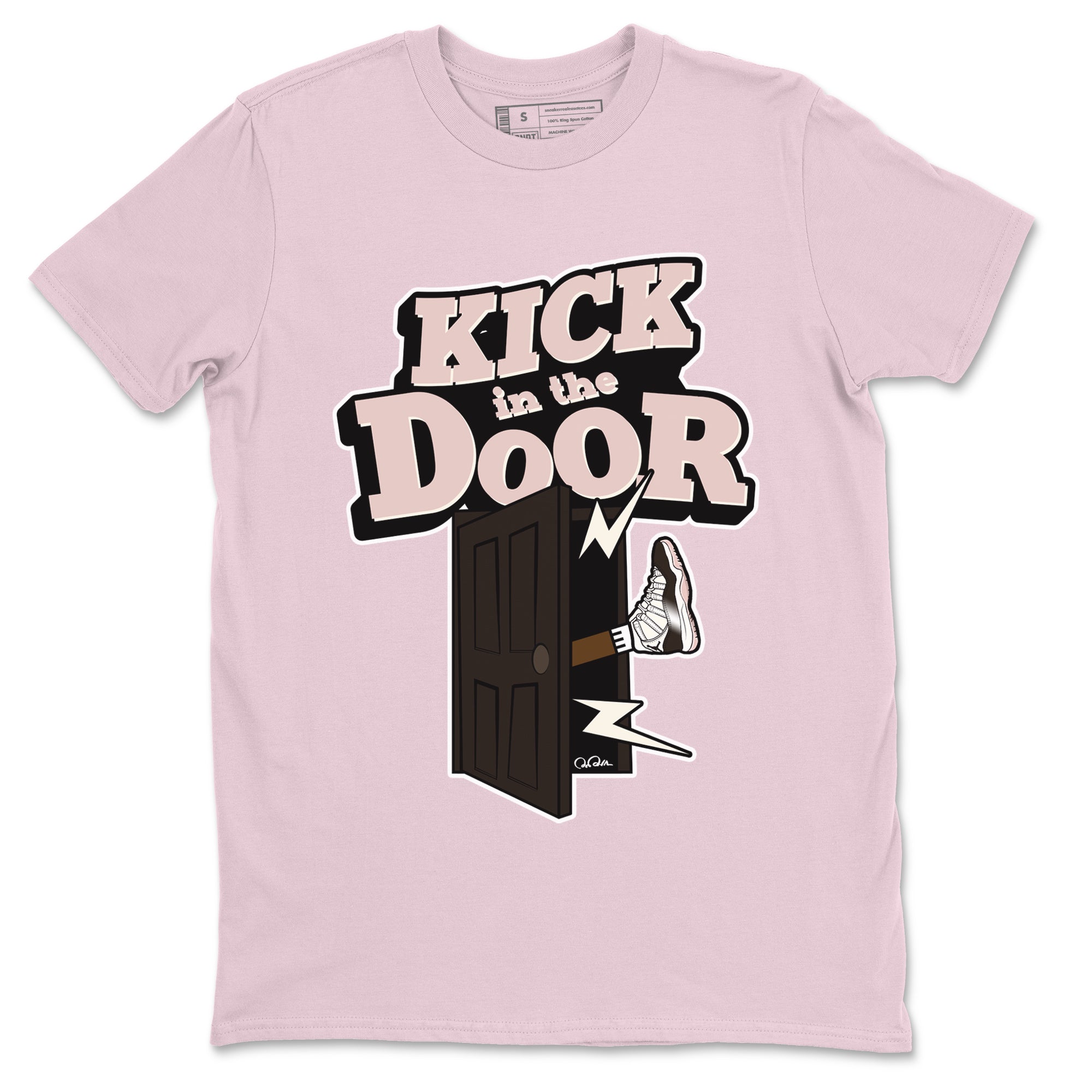 Air Jordan 11 Neapolitan shirt to match jordans Kick In The Door sneaker matching t-shirts and clothing AJ11 Neapolitan Drip Gear Zone Cotton Casual Unisex Pink 2 T-Shirt