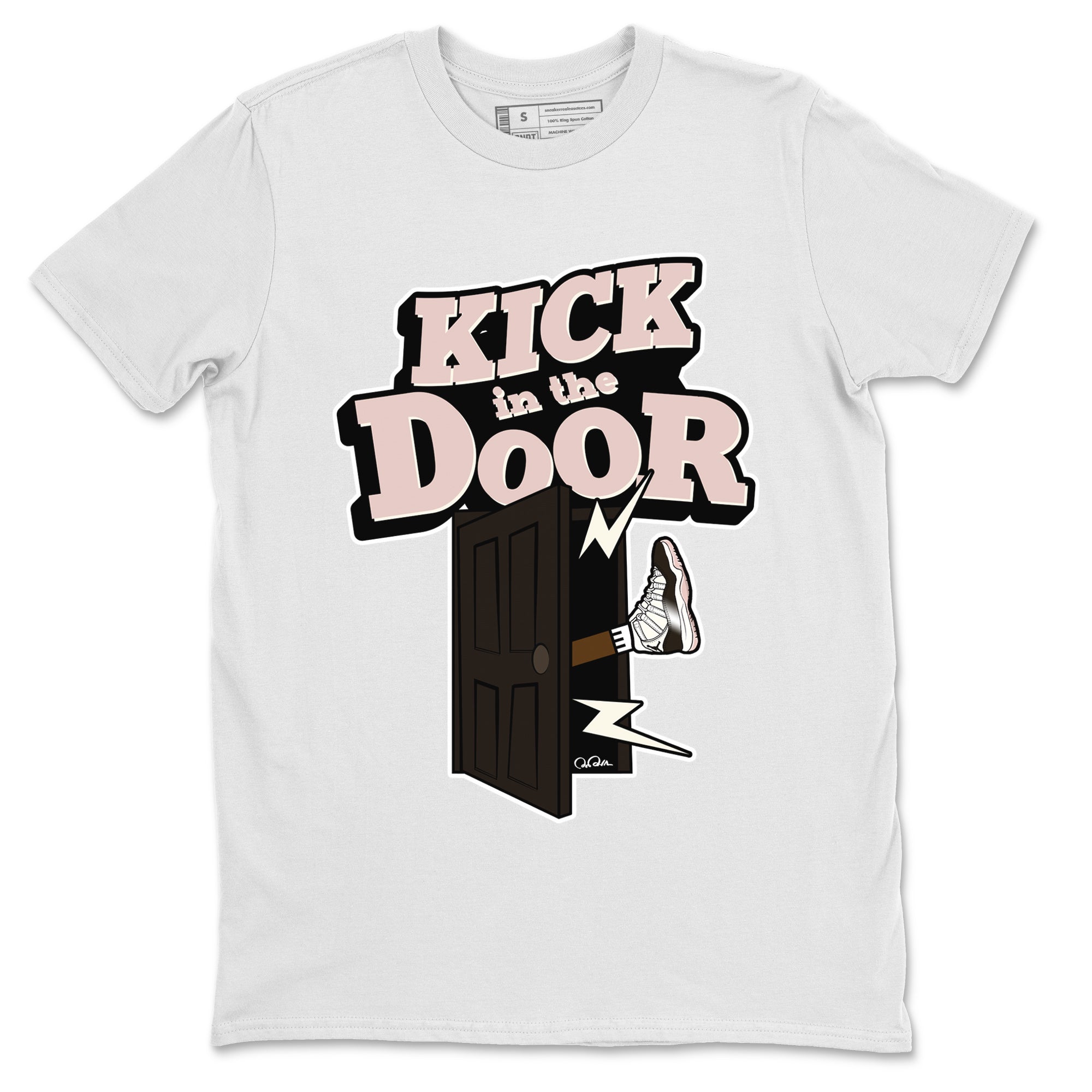 Air Jordan 11 Neapolitan shirt to match jordans Kick In The Door sneaker matching t-shirts and clothing AJ11 Neapolitan Drip Gear Zone Cotton Casual Unisex White 2 T-Shirt