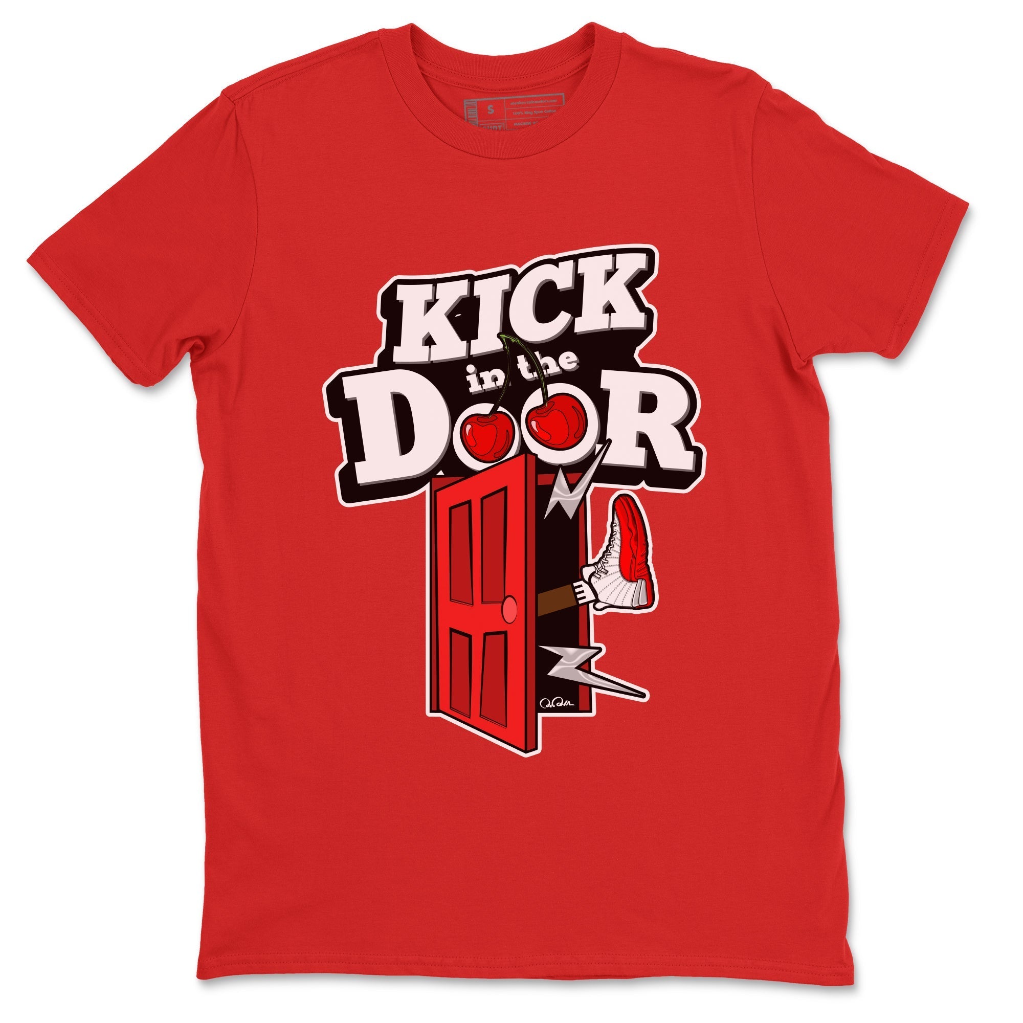 Air Jordan 12 Cherry Sneaker Match Tees Kick In The Door Streetwear Sneaker Shirt AJ12 Cherry Sneaker Release Tees Unisex Shirts Red 2
