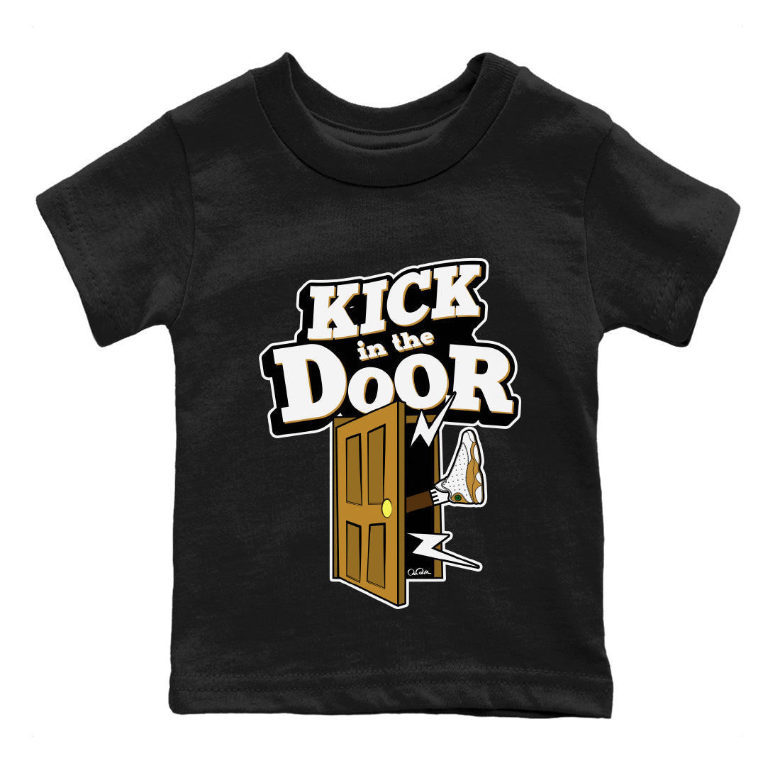 Air Jordan 13 Wheat Sneaker Match Tees Kick In The Door Streetwear Sneaker Shirt AJ13 Wheat Sneaker Release Tees Kids Shirts Black 2