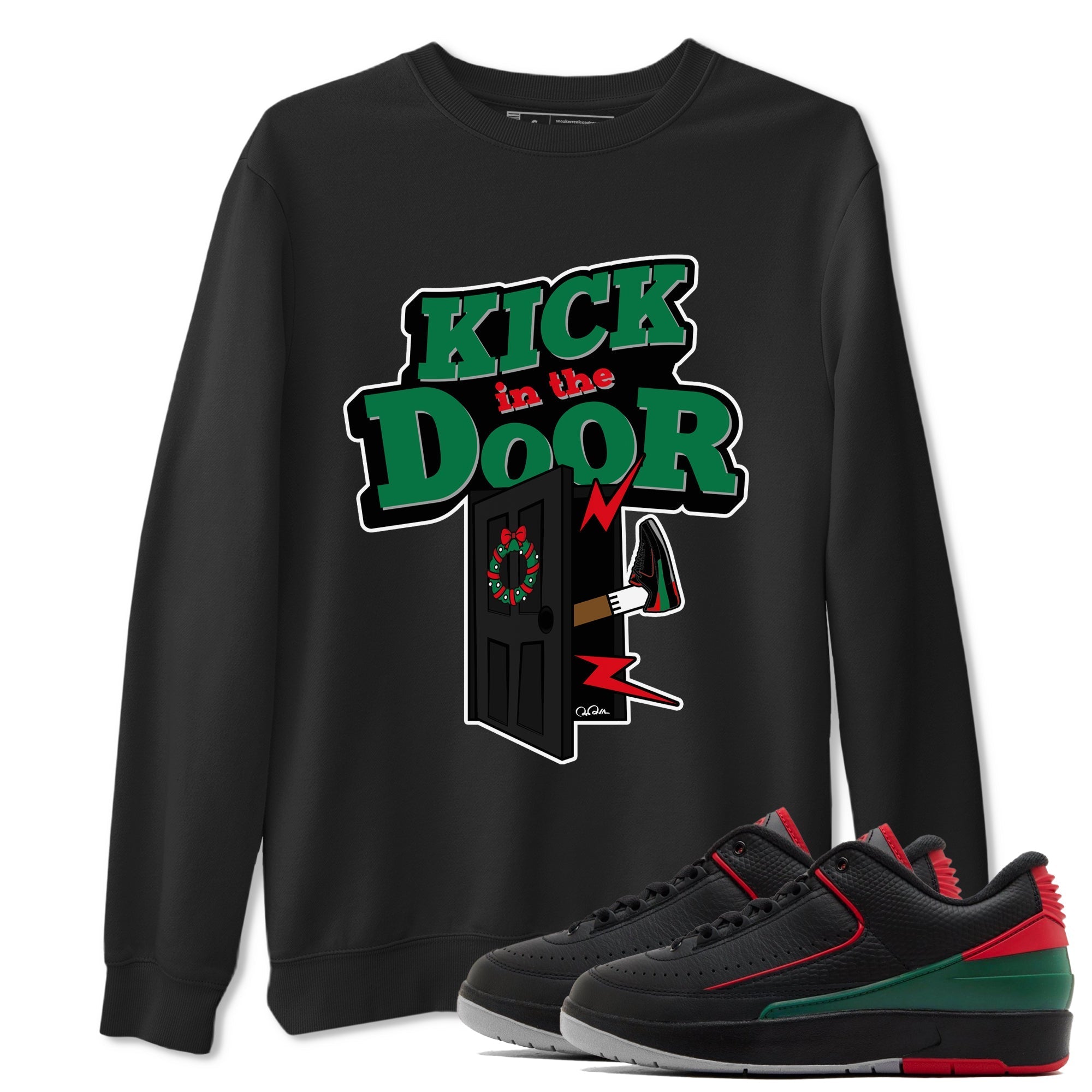 Jordan 2 Low Christmas X-mas Holiday special gift shirt to match jordans Kick In The Door sneaker tees Air Jordan 2 Christmas Drip Gear Zone Unisex Black 1 T-Shirt