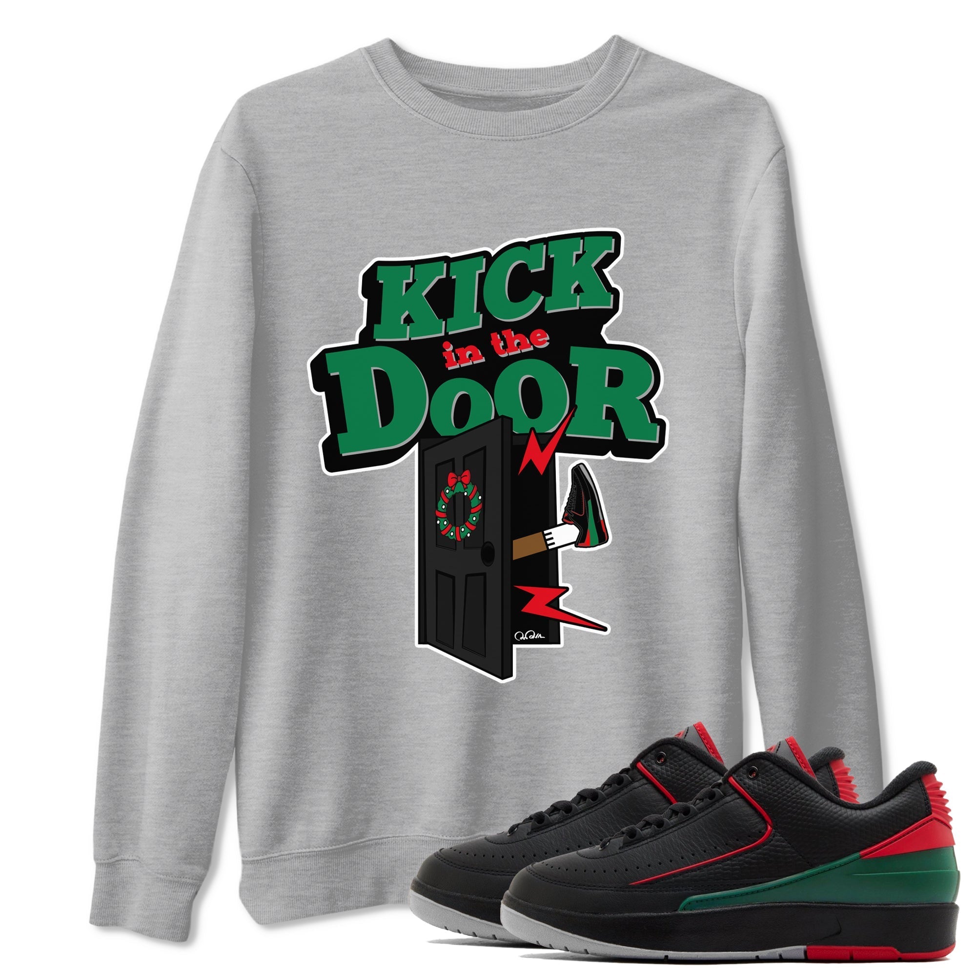 Jordan 2 Low Christmas X-mas Holiday special gift shirt to match jordans Kick In The Door sneaker tees Air Jordan 2 Christmas Drip Gear Zone Unisex Heather Grey 1 T-Shirt