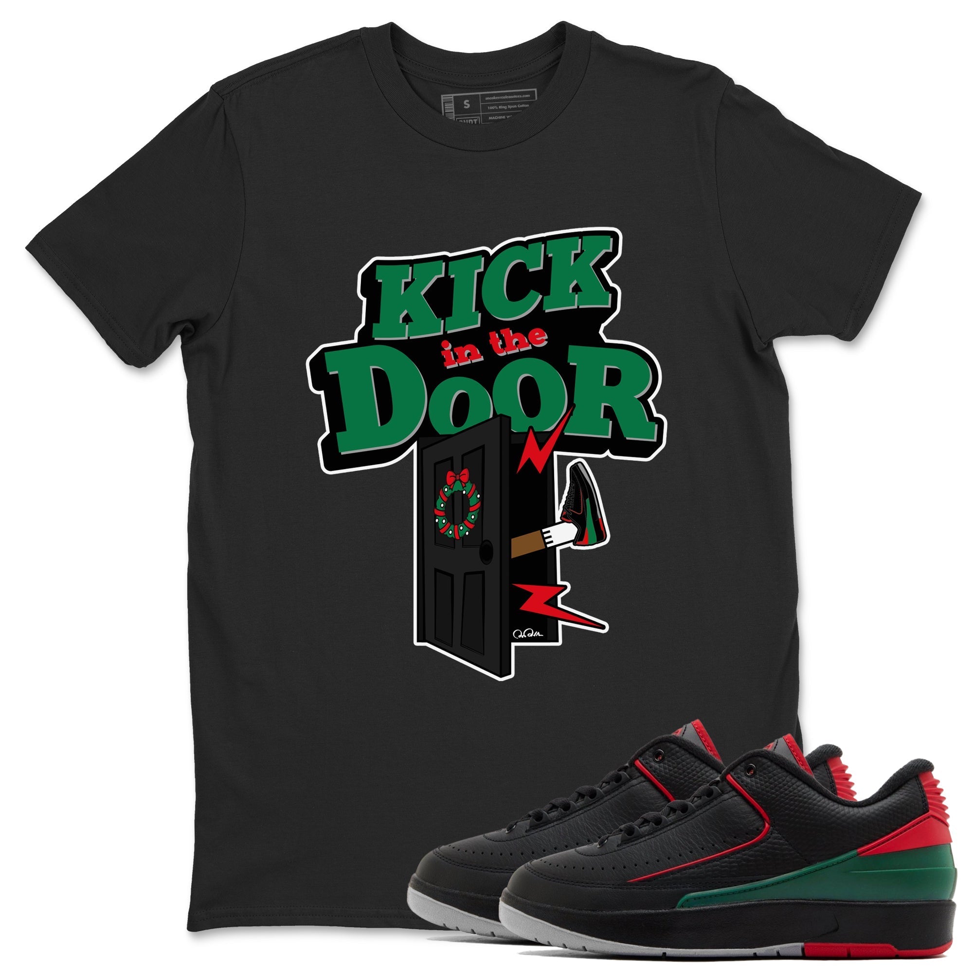 Jordan 2 Low Christmas X-mas Holiday special gift shirt to match jordans Kick In The Door sneaker tees Air Jordan 2 Christmas Drip Gear Zone Unisex Black 1 T-Shirt