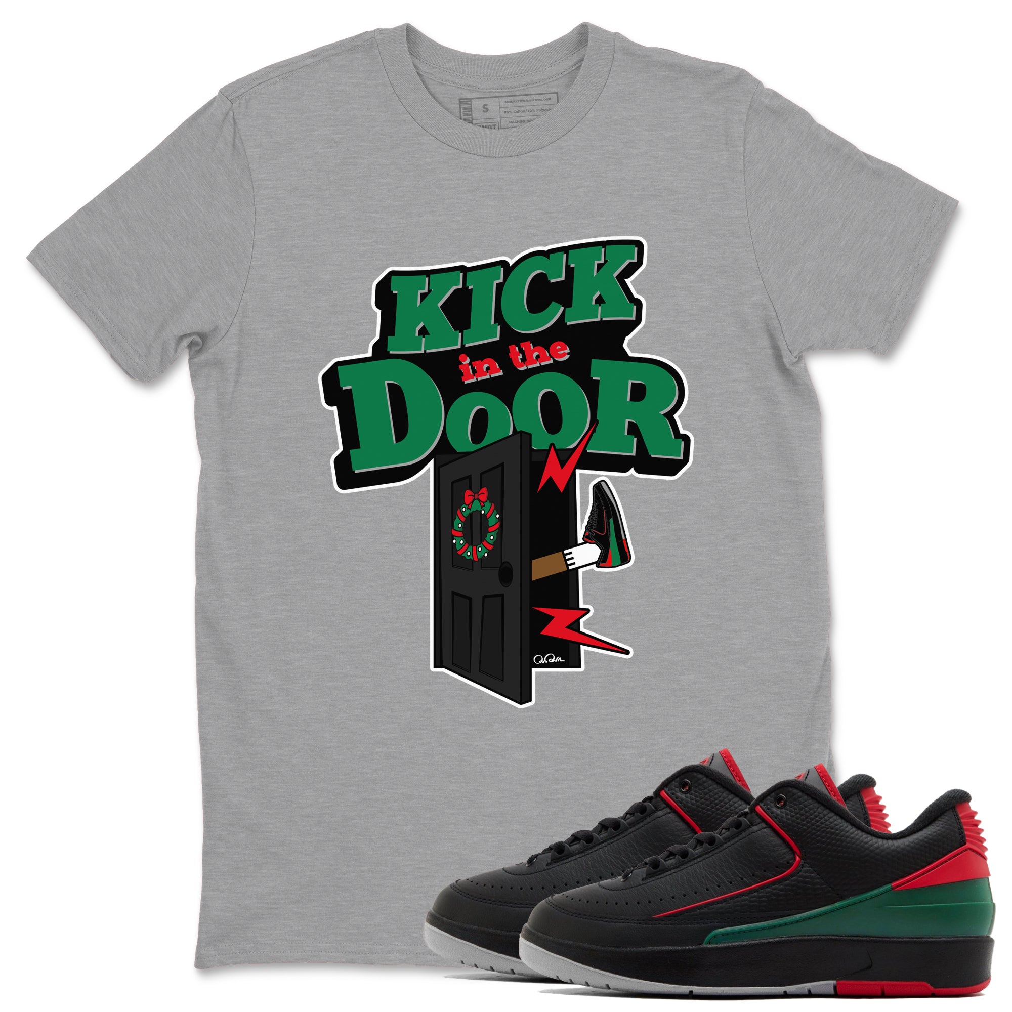Jordan 2 Low Christmas X-mas Holiday special gift shirt to match jordans Kick In The Door sneaker tees Air Jordan 2 Christmas Drip Gear Zone Unisex Heather Grey 1 T-Shirt