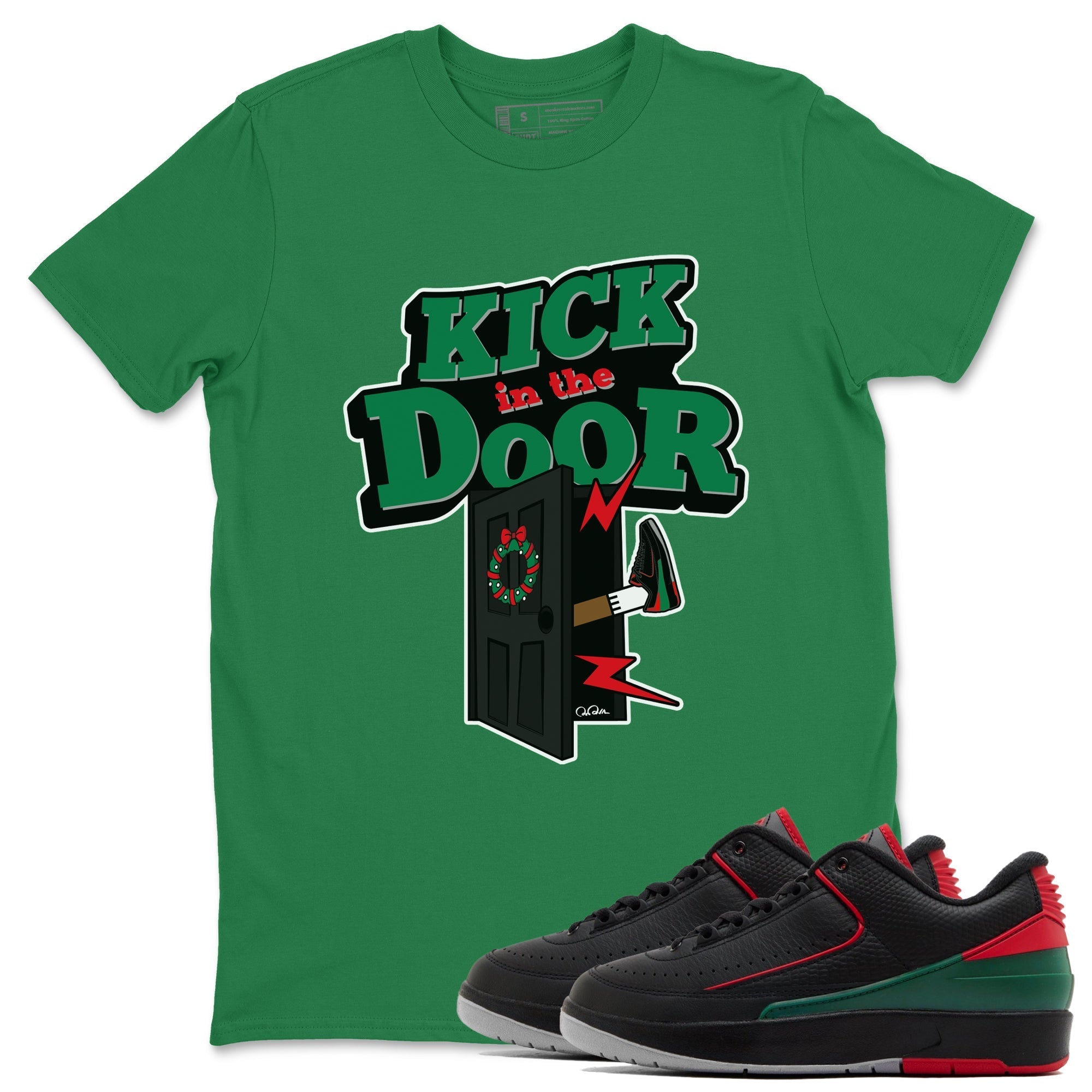 Jordan 2 Low Christmas X-mas Holiday special gift shirt to match jordans Kick In The Door sneaker tees Air Jordan 2 Christmas Drip Gear Zone Unisex Kelly Green 1 T-Shirt