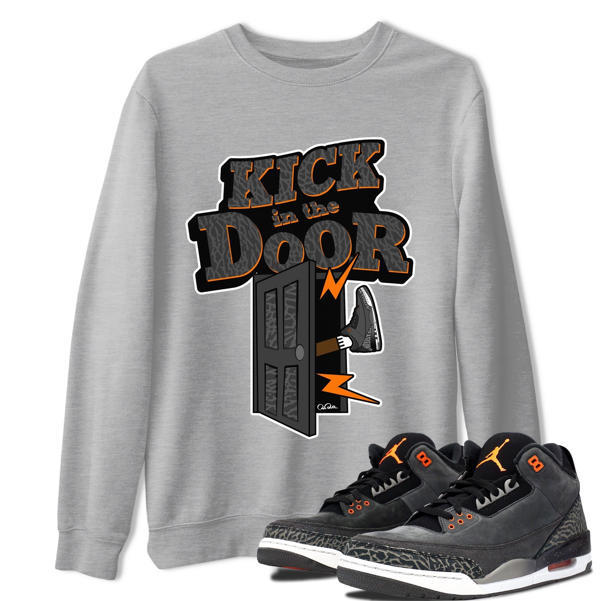 Air Jordan 3 Fear shirt to match jordans Kick In The Door sneaker tees AJ3 Fear Drip Gear Zone Unisex Heather Grey 1 T-Shirt