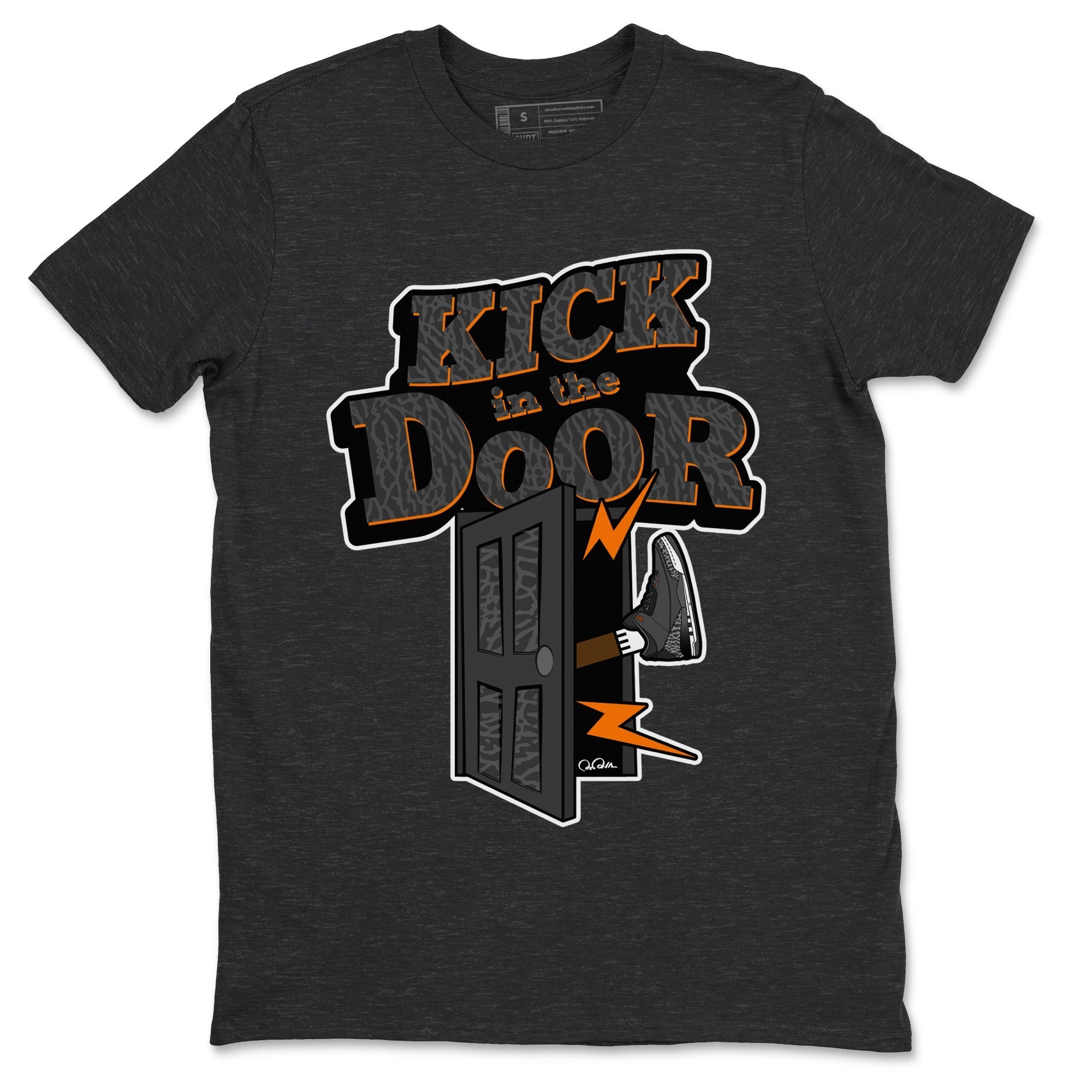 Air Jordan 3 Fear shirt to match jordans Kick In The Door sneaker tees AJ3 Fear Drip Gear Zone Unisex Charcoal Heather 2 T-Shirt