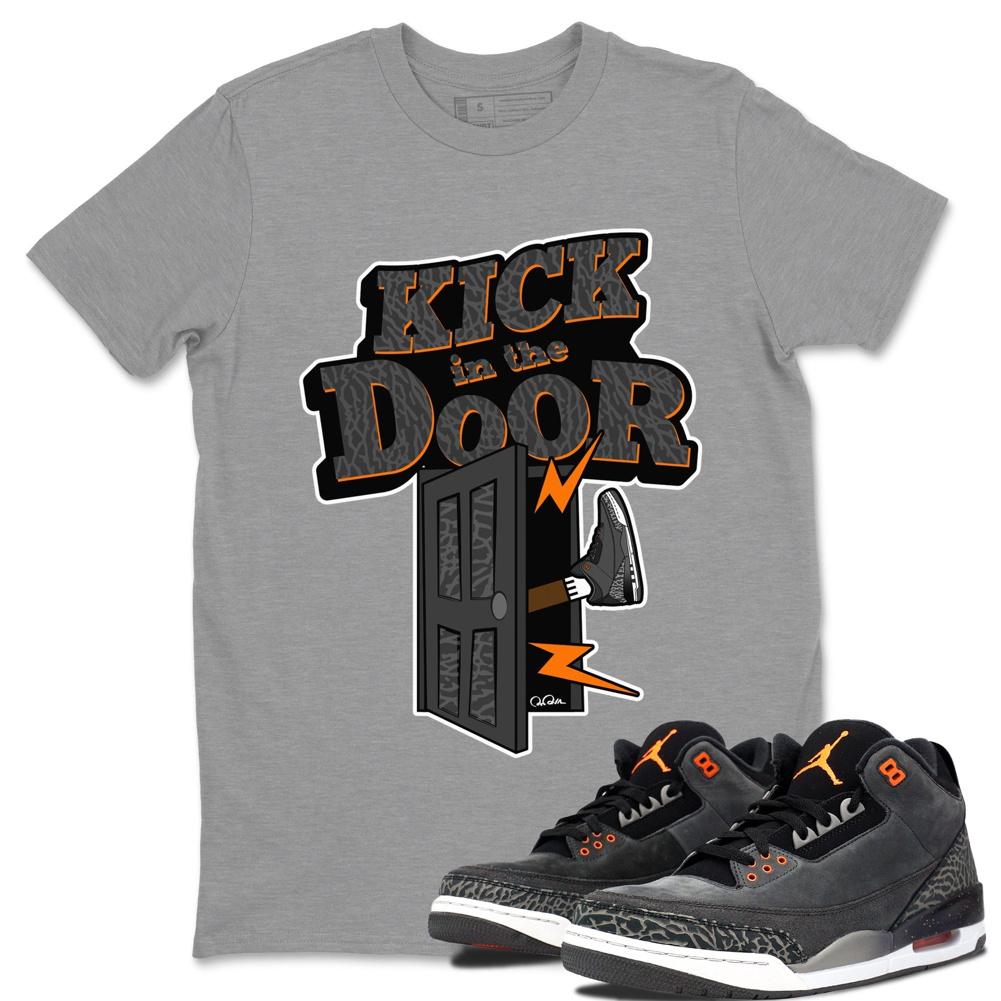Air Jordan 3 Fear shirt to match jordans Kick In The Door sneaker tees AJ3 Fear Drip Gear Zone Unisex Heather Grey 1 T-Shirt