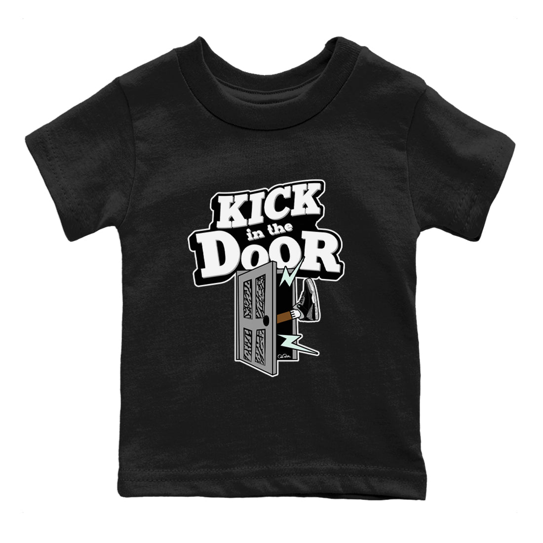 3s Green Glow shirt to match jordans Kick In The Door sneaker tees Air Jordan 3 Green Glow Drip Gear Zone baby toddler Black 2 cotton Shirt