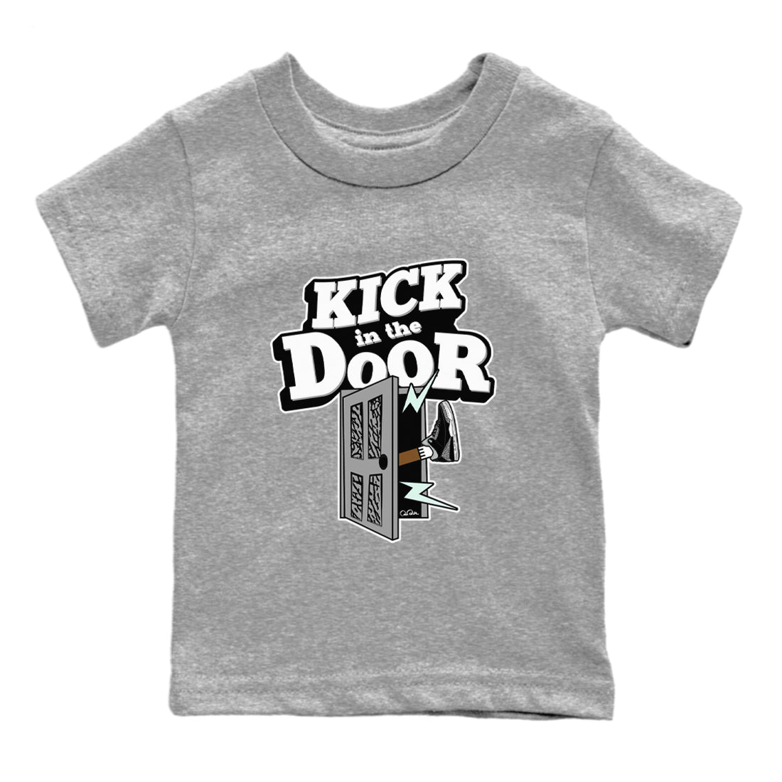 3s Green Glow shirt to match jordans Kick In The Door sneaker tees Air Jordan 3 Green Glow Drip Gear Zone baby toddler Heather Grey 2 cotton Shirt
