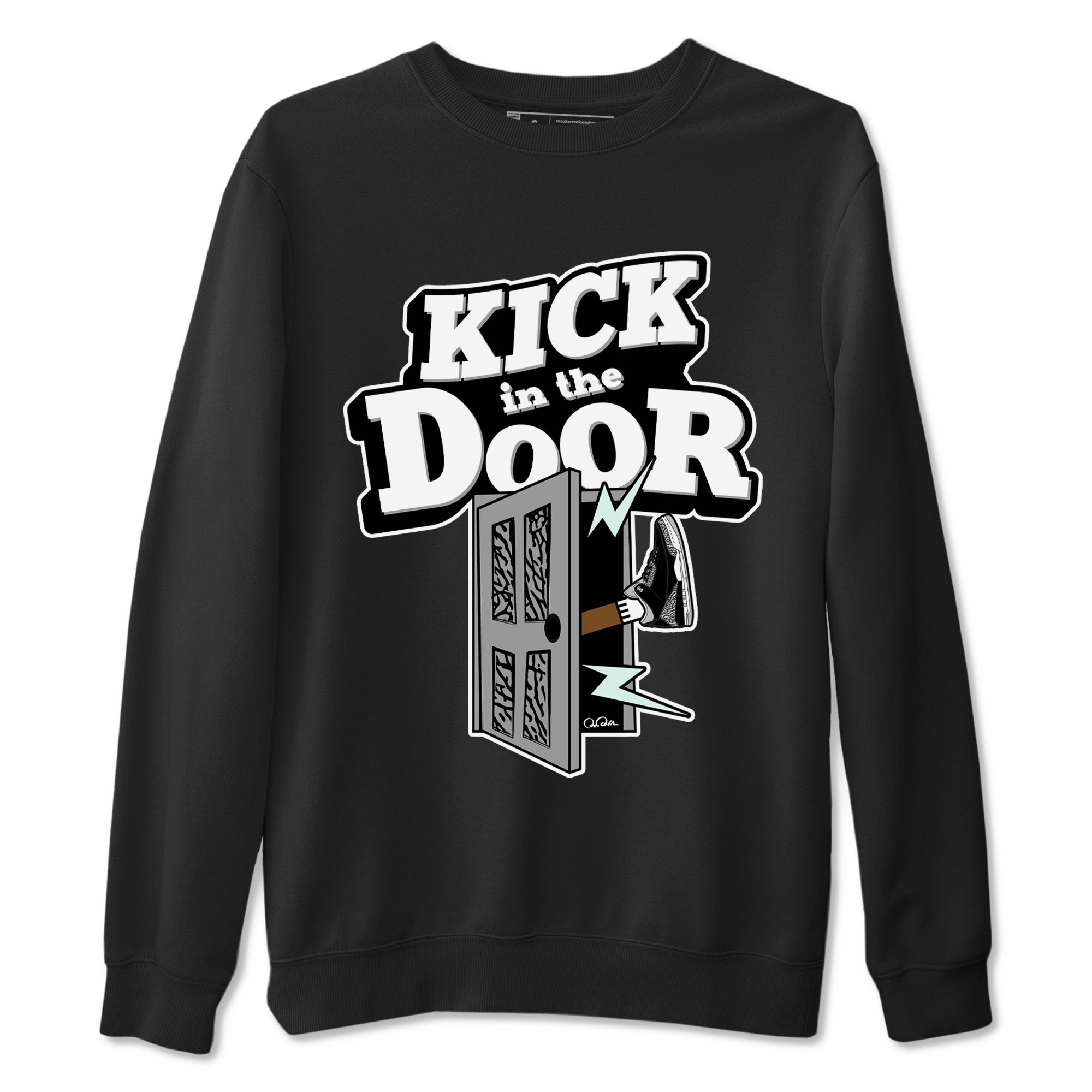 3s Green Glow shirt to match jordans Kick In The Door sneaker tees Air Jordan 3 Green Glow Drip Gear Zone unisex cotton Black 2 crew neck shirt