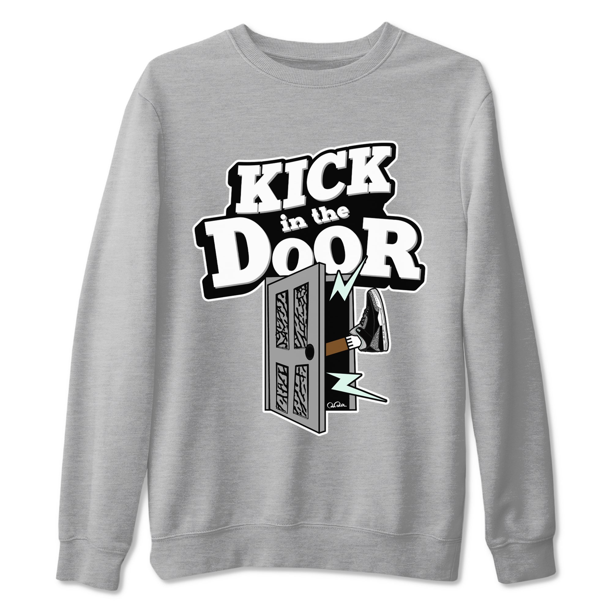 3s Green Glow shirt to match jordans Kick In The Door sneaker tees Air Jordan 3 Green Glow Drip Gear Zone unisex cotton Heather Grey 2 crew neck shirt