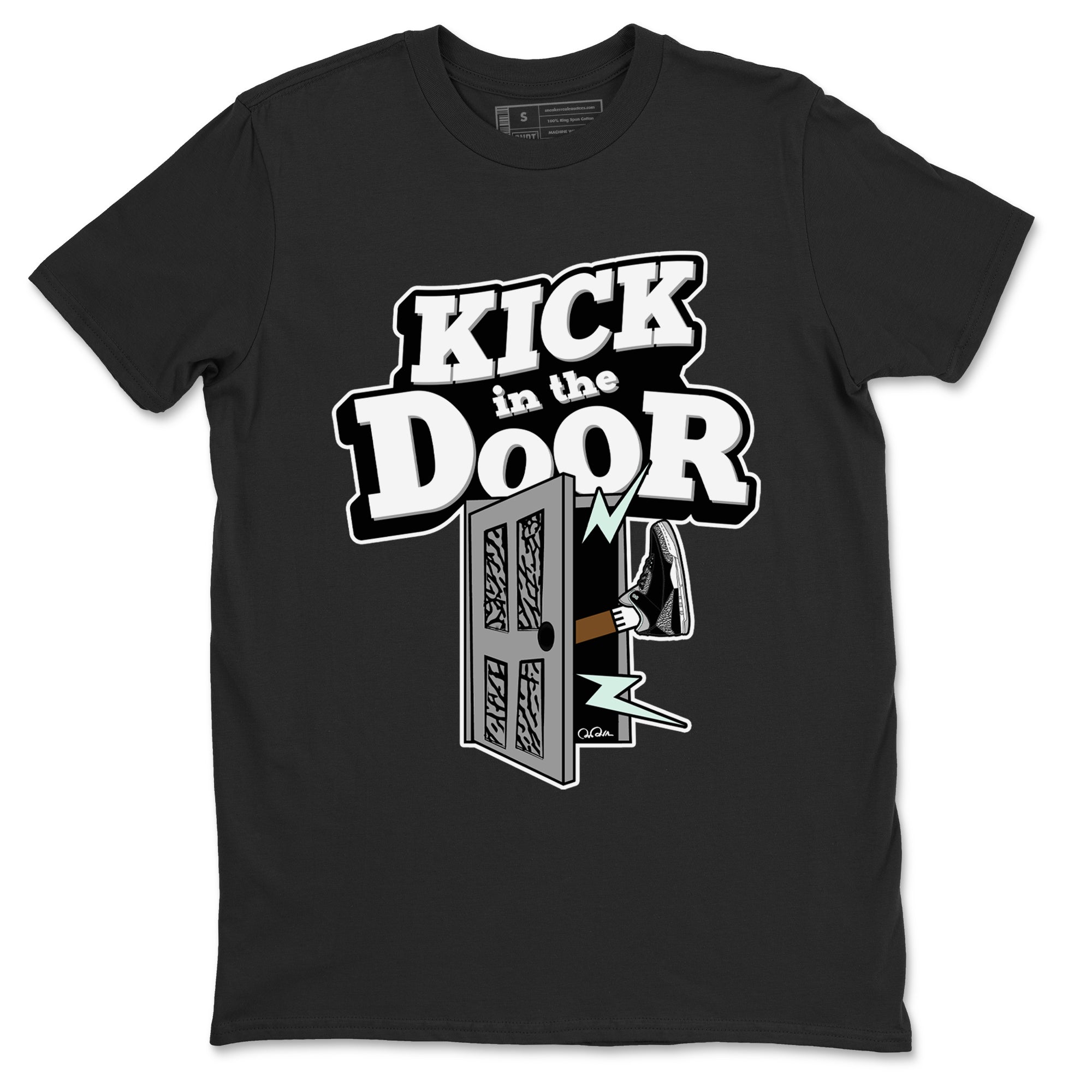 3s Green Glow shirt to match jordans Kick In The Door sneaker tees Air Jordan 3 Green Glow Drip Gear Zone unisex cotton Black 2 crew neck shirt