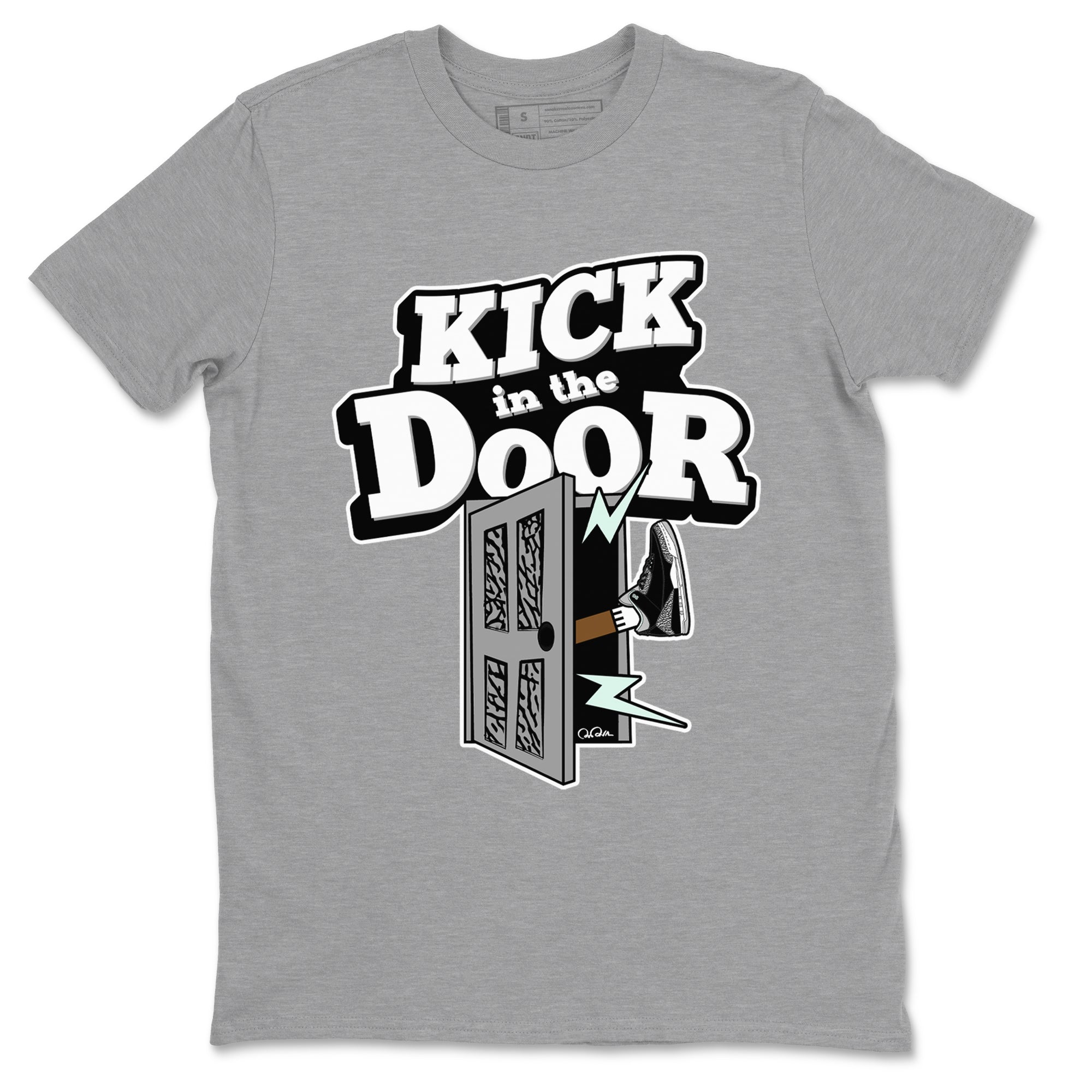 3s Green Glow shirt to match jordans Kick In The Door sneaker tees Air Jordan 3 Green Glow Drip Gear Zone unisex cotton Heather Grey 2 crew neck shirt