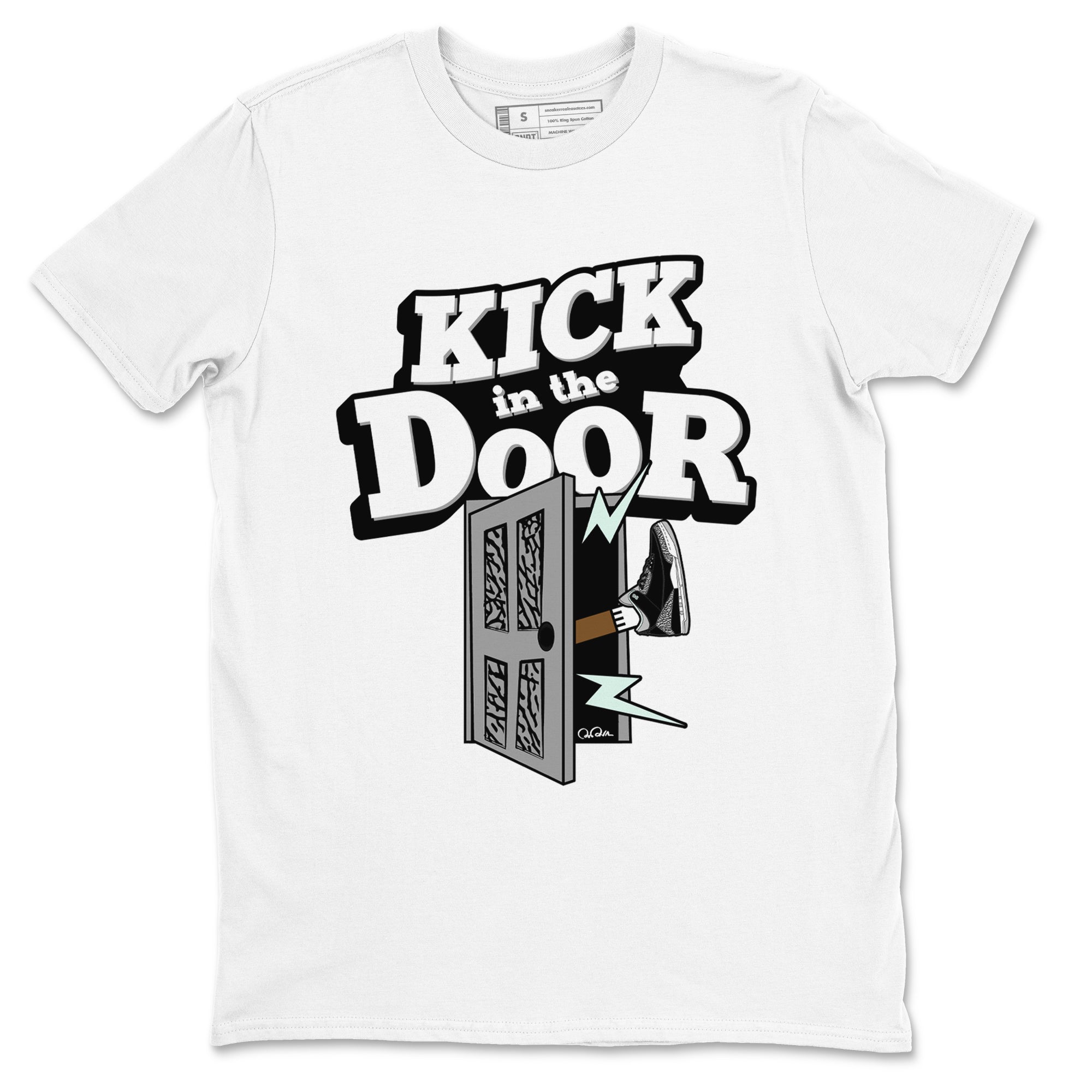 3s Green Glow shirt to match jordans Kick In The Door sneaker tees Air Jordan 3 Green Glow Drip Gear Zone unisex cotton White 2 crew neck shirt