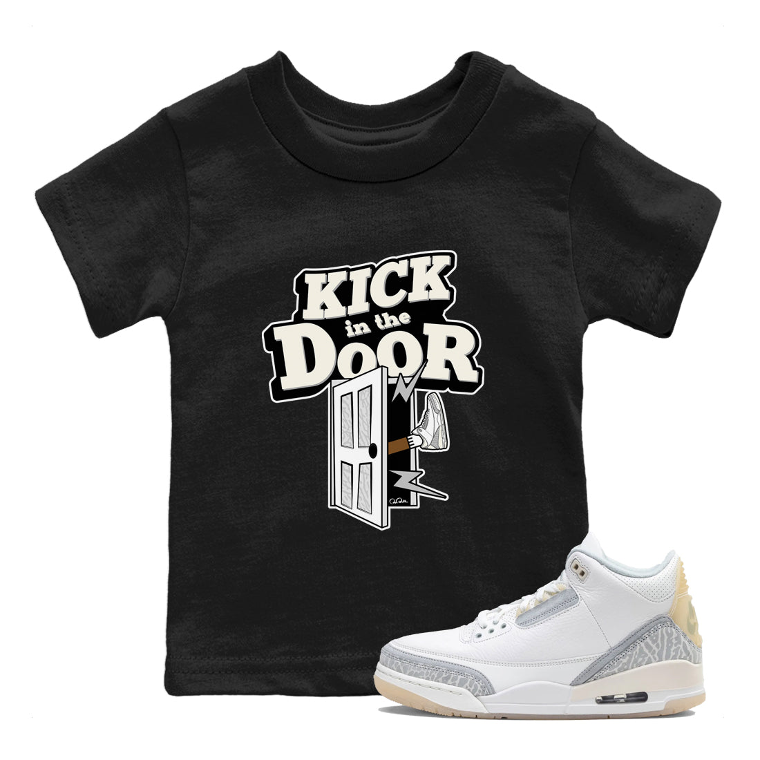 3s Ivory shirt to match jordans Kick In The Door sneaker tees Air Jordan 3 Ivory Drip Gear Zone baby toddler Black 1 cotton Shirt