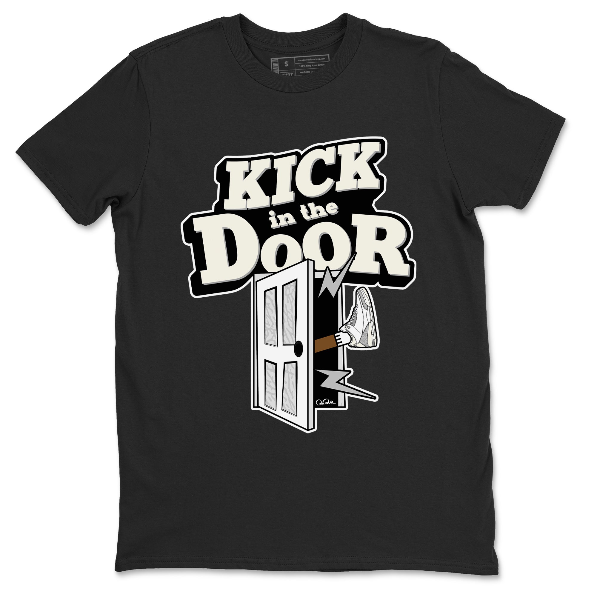 3s Ivory shirt to match jordans Kick In The Door sneaker tees Air Jordan 3 Ivory Drip Gear Zone unisex cotton Black 2 crew neck shirt