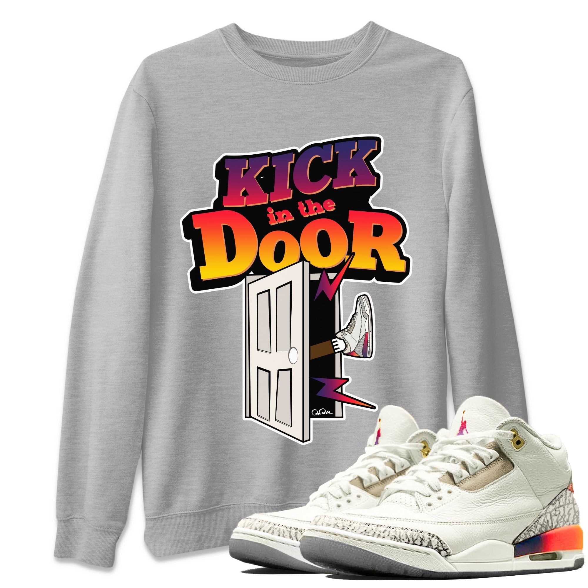 Air Jordan 3 J Balvin shirt to match jordans Kick In The Door Streetwear Sneaker Shirt AJ3 Balvin  Drip Gear Zone Sneaker Matching Clothing LGBTQ Gay Pride T-Shirt Unisex Heather Grey 1 T-Shirt