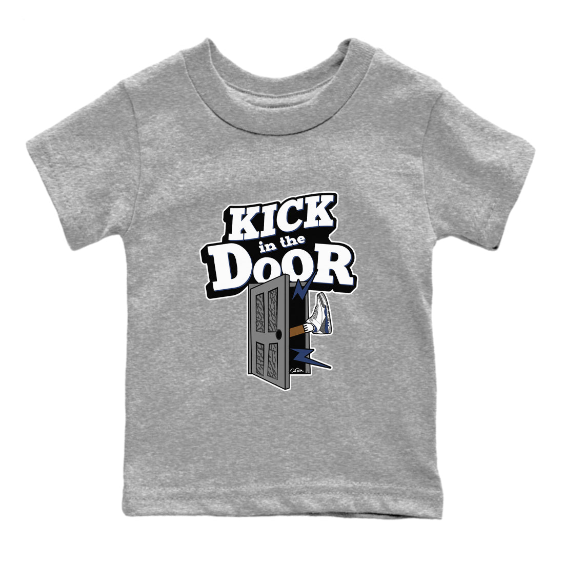 3s Midnight Navy shirt to match jordans Kick In The Door sneaker match t-shirt AJ3 Midnight Navy Drip Gear Zone baby toddler Heather Grey 2 Crew Neck T-Shirt