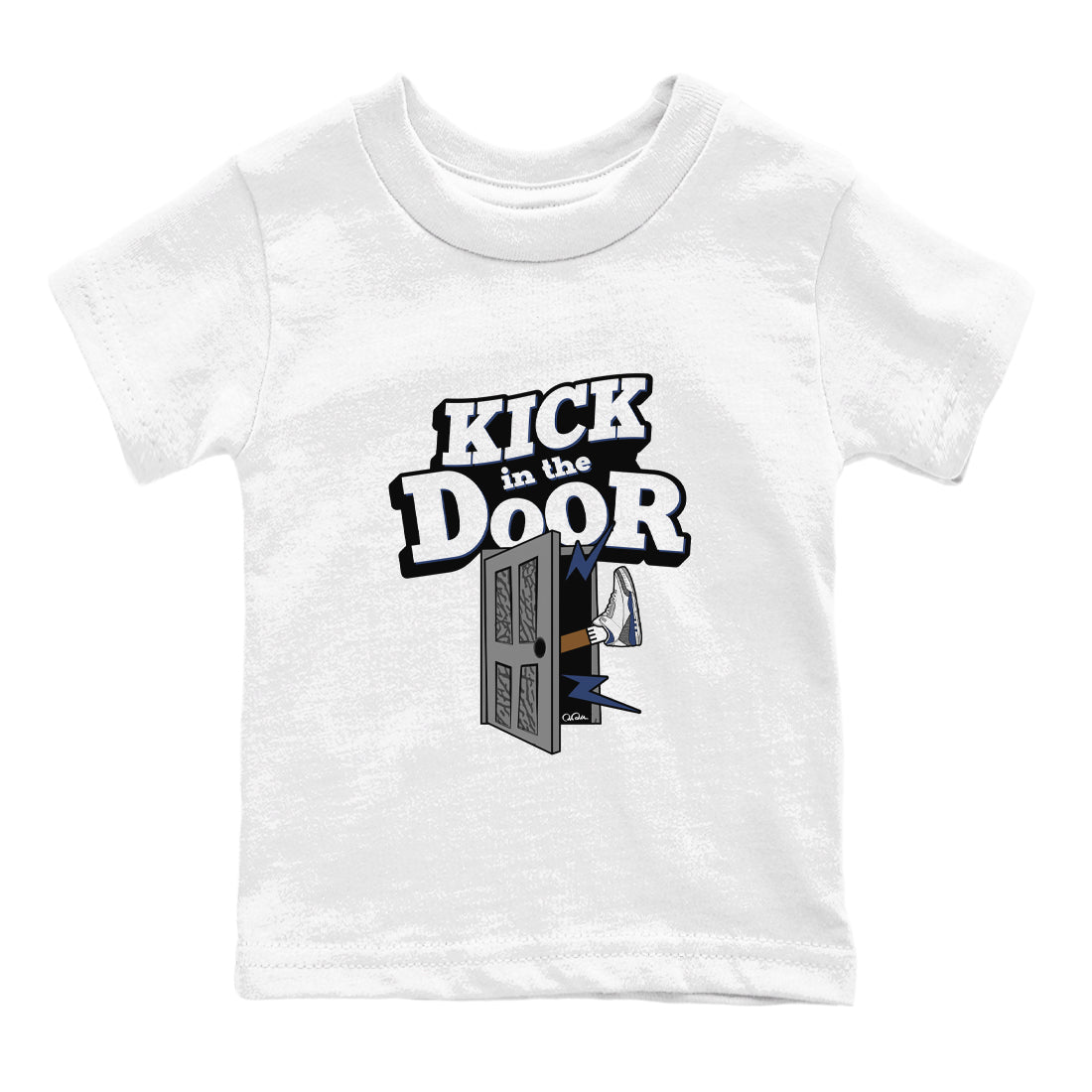 3s Midnight Navy shirt to match jordans Kick In The Door sneaker match t-shirt AJ3 Midnight Navy Drip Gear Zone baby toddler White 2 Crew Neck T-Shirt