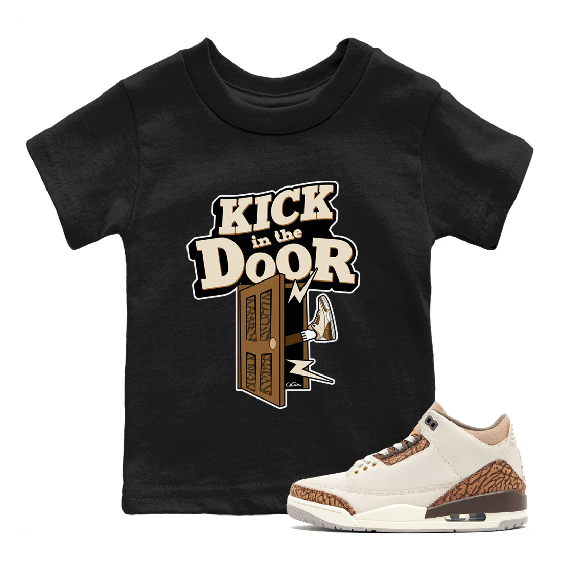 Air Jordan 3 Palomino Sneaker Match Tees Kick In The Door Streetwear Sneaker Shirt AJ3 Palomino Sneaker Release Tees Kids Shirts Black 1