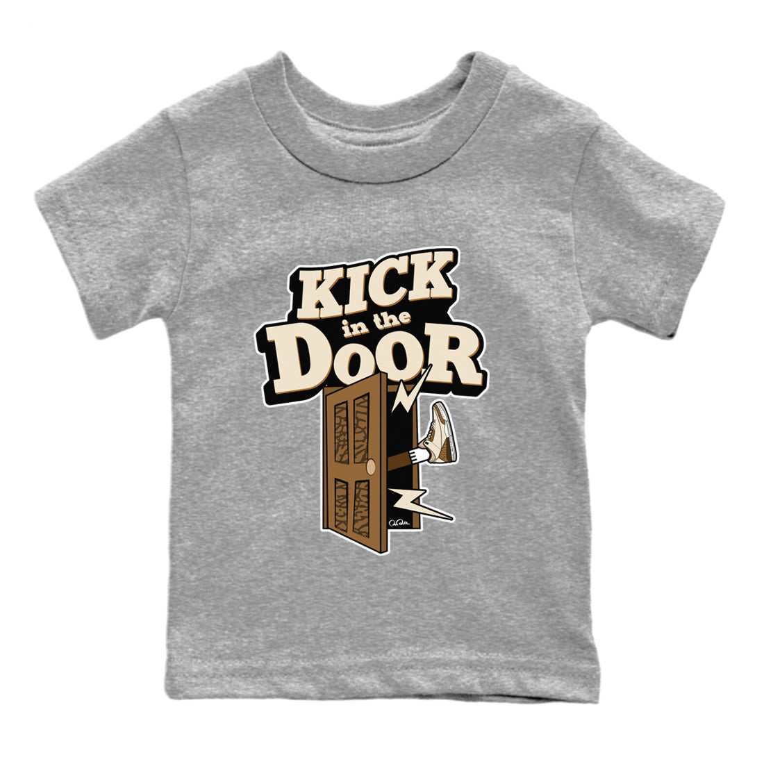 Air Jordan 3 Palomino Sneaker Match Tees Kick In The Door Streetwear Sneaker Shirt AJ3 Palomino Sneaker Release Tees Kids Shirts Heather Grey 2