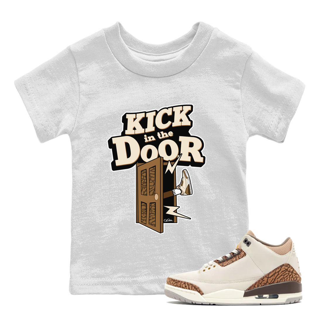 Air Jordan 3 Palomino Sneaker Match Tees Kick In The Door Streetwear Sneaker Shirt AJ3 Palomino Sneaker Release Tees Kids Shirts White 1