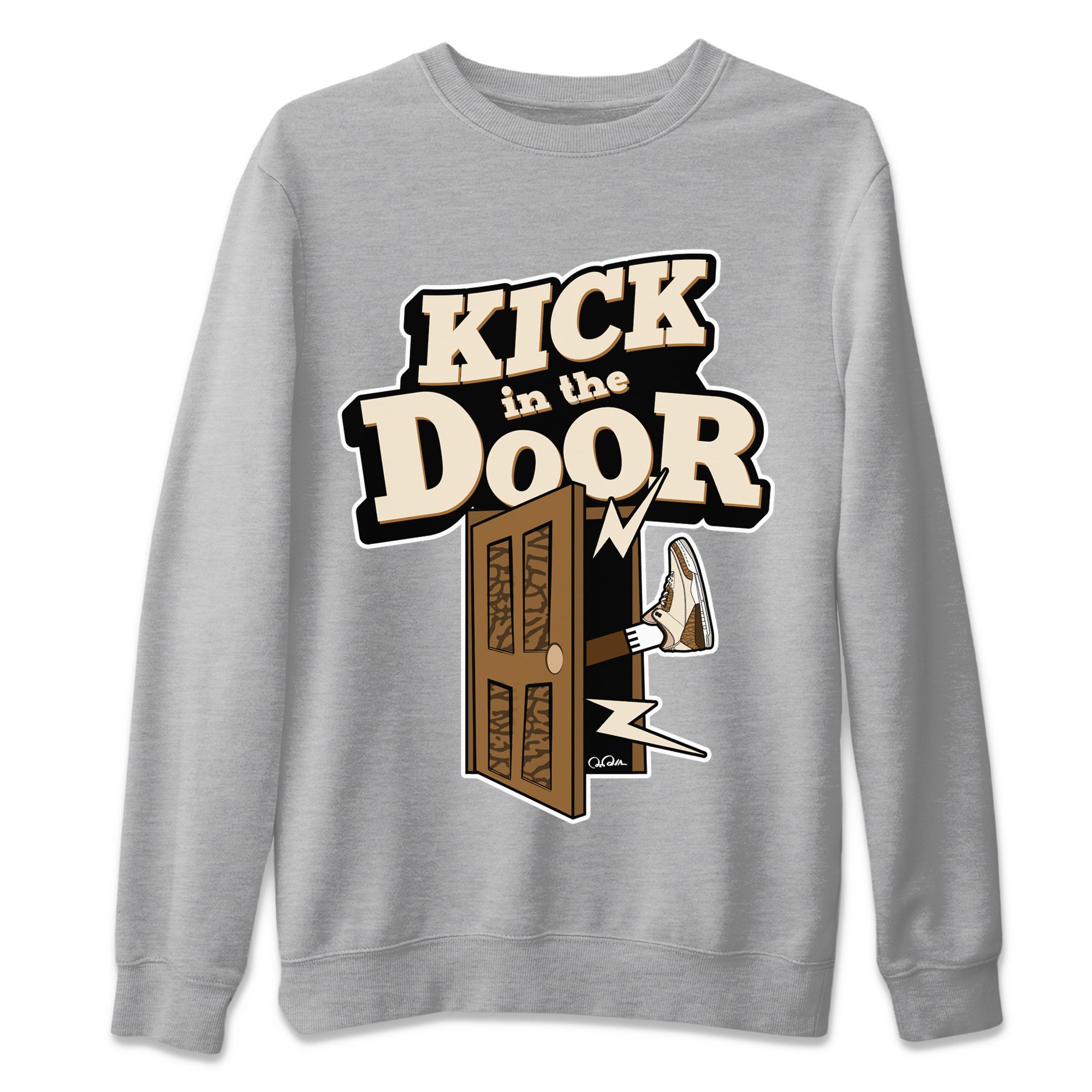 Air Jordan 3 Palomino Sneaker Match Tees Kick In The Door Streetwear Sneaker Shirt AJ3 Palomino Sneaker Release Tees Unisex Shirts Heather Grey 2