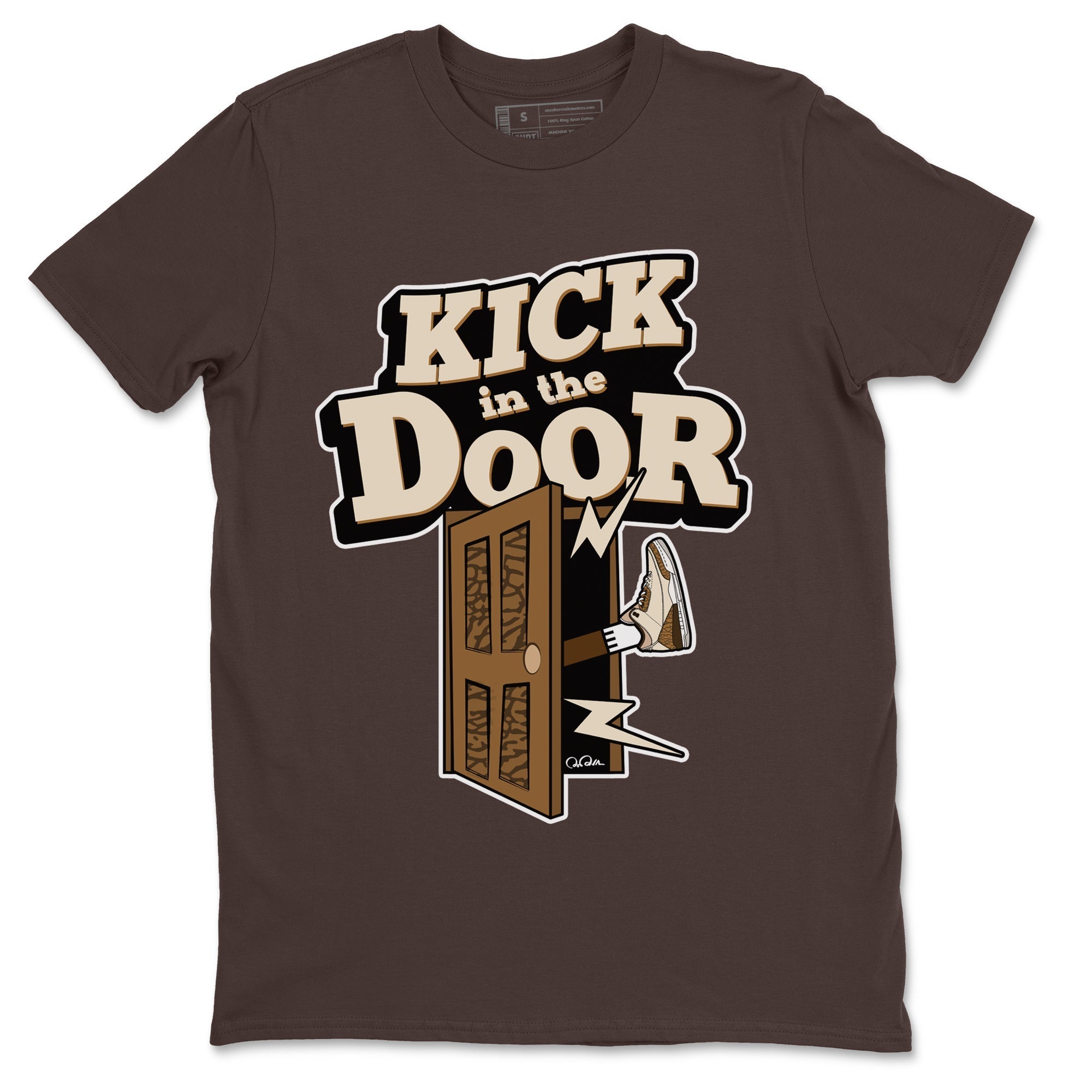 Air Jordan 3 Palomino Sneaker Match Tees Kick In The Door Streetwear Sneaker Shirt AJ3 Palomino Sneaker Release Tees Unisex Shirts Dark Chocolate 2