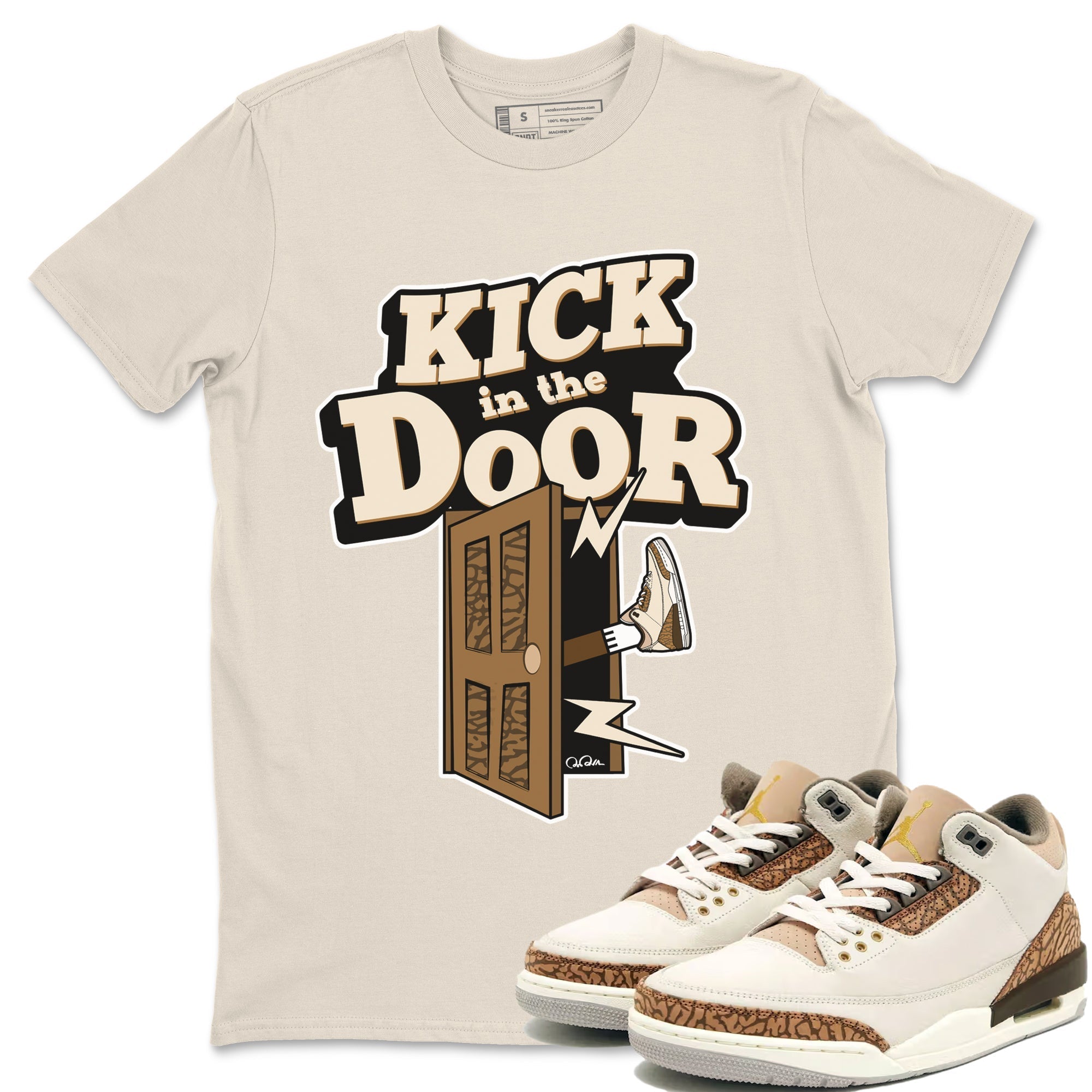Air Jordan 3 Palomino Sneaker Match Tees Kick In The Door Streetwear Sneaker Shirt AJ3 Palomino Sneaker Release Tees Unisex Shirts Natural 1