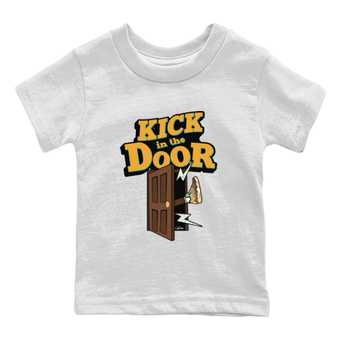 Air Jordan 4 Cacao Wow shirt to match jordans Kick In The Door Streetwear Sneaker Shirt AJ4 Cacao Wow Drip Gear Zone Sneaker Matching Clothing Baby Toddler White 2 T-Shirt