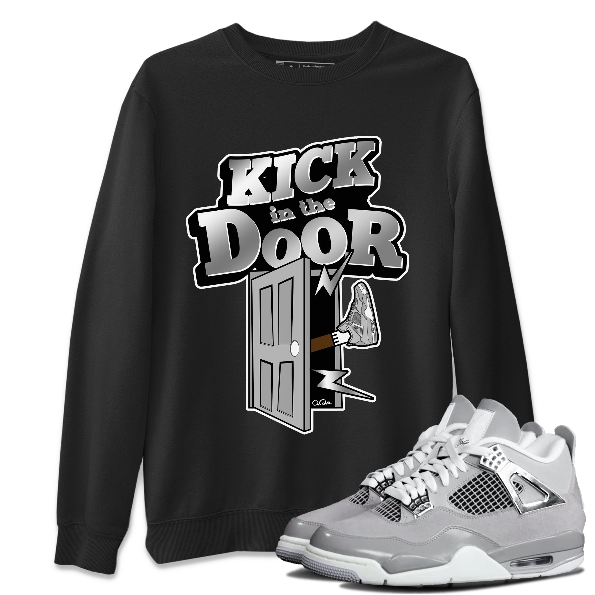 Air Jordan 4 Frozen Moments shirt to match jordans Kick In The Door Streetwear Sneaker Shirt AJ4 Frozen Moments Drip Gear Zone Sneaker Matching Clothing Unisex Black 1 T-Shirt