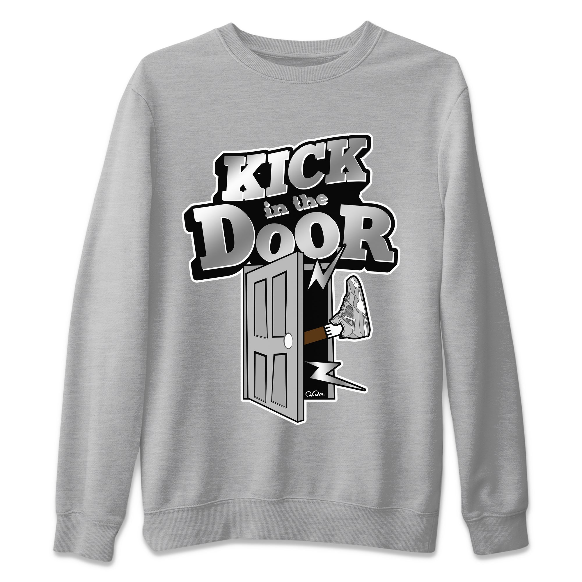 Air Jordan 4 Frozen Moments shirt to match jordans Kick In The Door Streetwear Sneaker Shirt AJ4 Frozen Moments Drip Gear Zone Sneaker Matching Clothing Unisex Heather Grey 2 T-Shirt