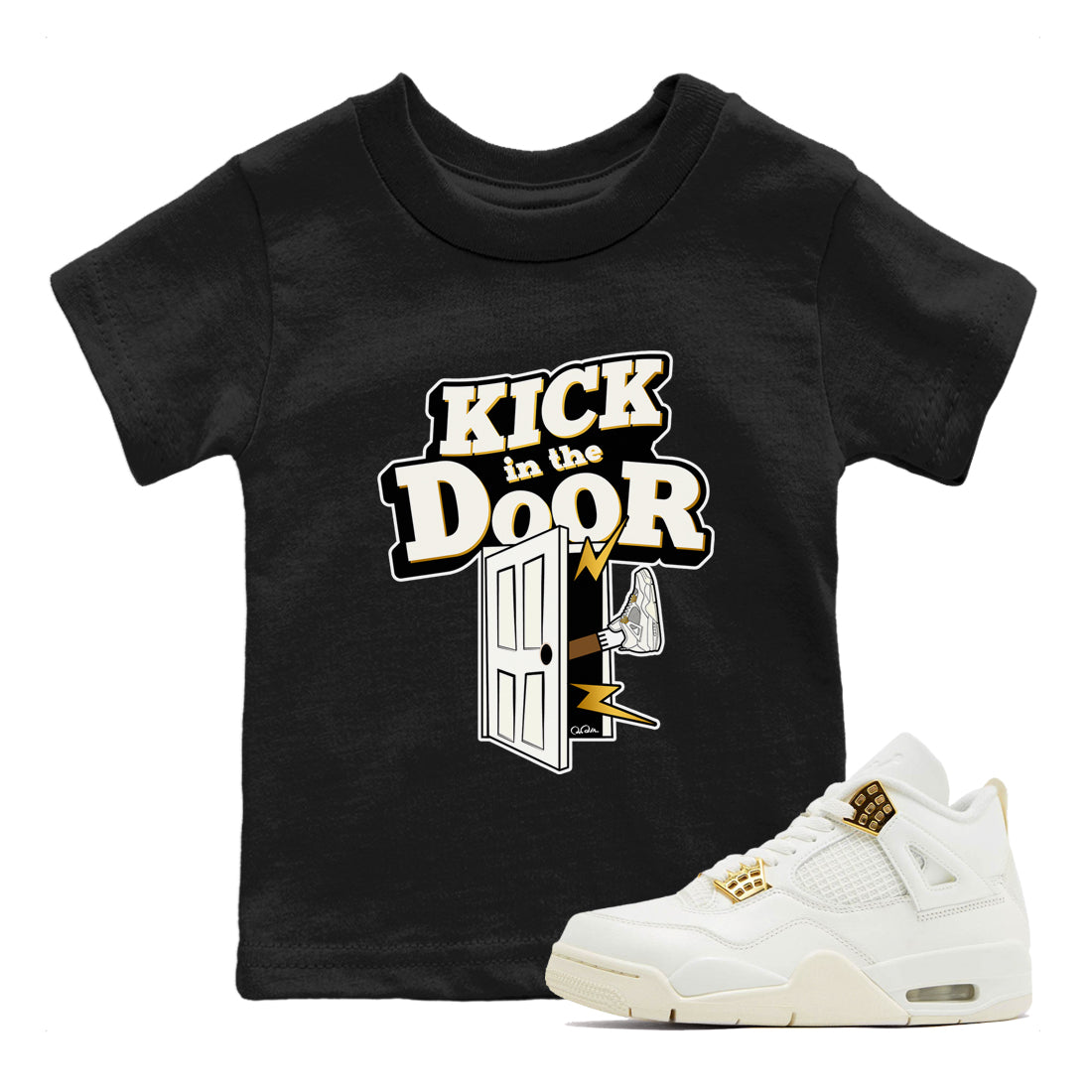4s Sail 2024 shirt to match jordans Kick In The Door sneaker tees Air Jordan 4 Sail 2024 Drip Gear Zone baby toddler Black 1 cotton Shirt