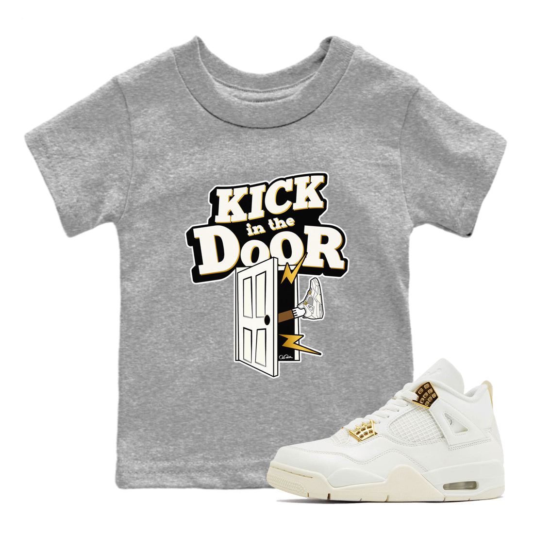 4s Sail 2024 shirt to match jordans Kick In The Door sneaker tees Air Jordan 4 Sail 2024 Drip Gear Zone baby toddler Heather Grey 1 cotton Shirt