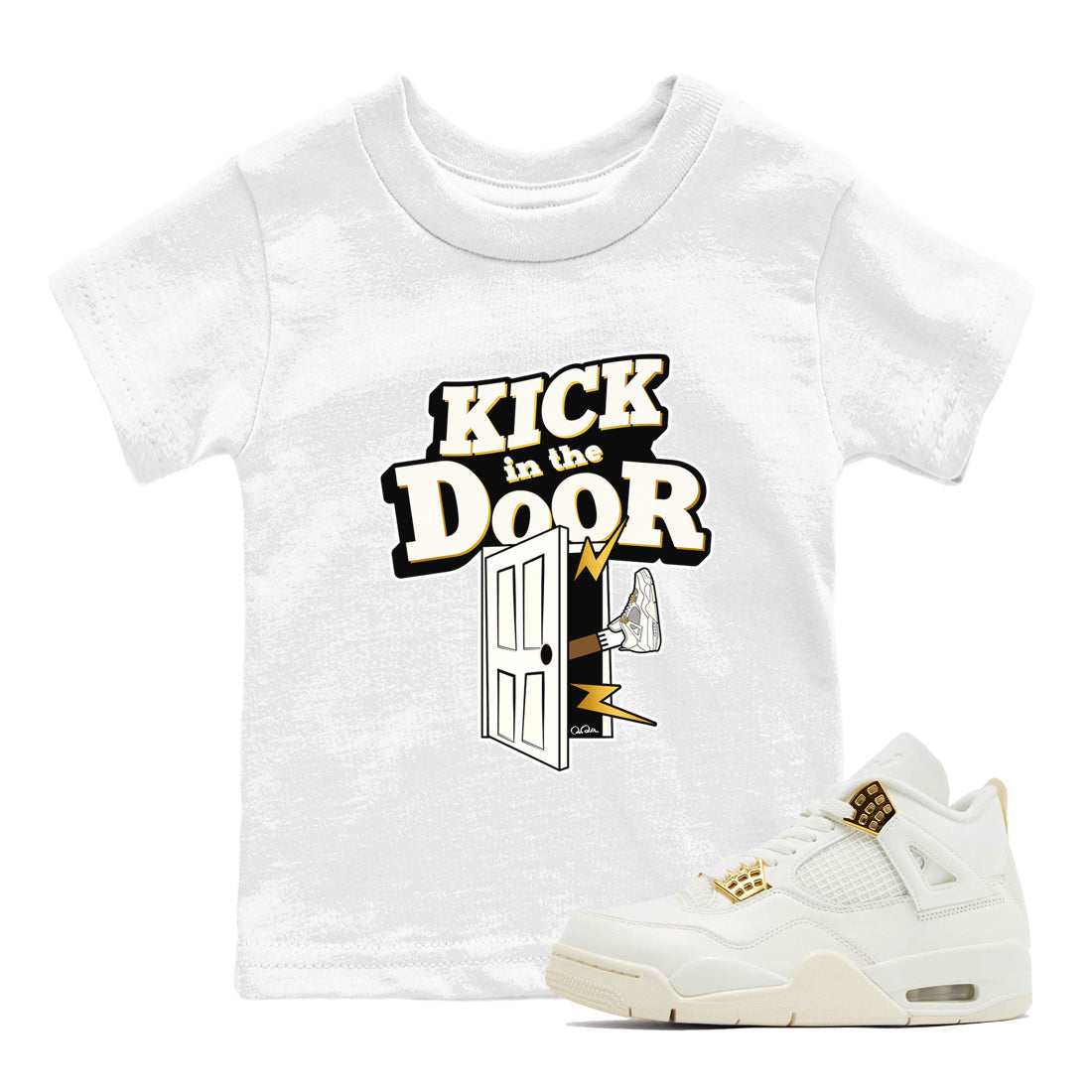 4s Sail 2024 shirt to match jordans Kick In The Door sneaker tees Air Jordan 4 Sail 2024 Drip Gear Zone baby toddler White 1 cotton Shirt