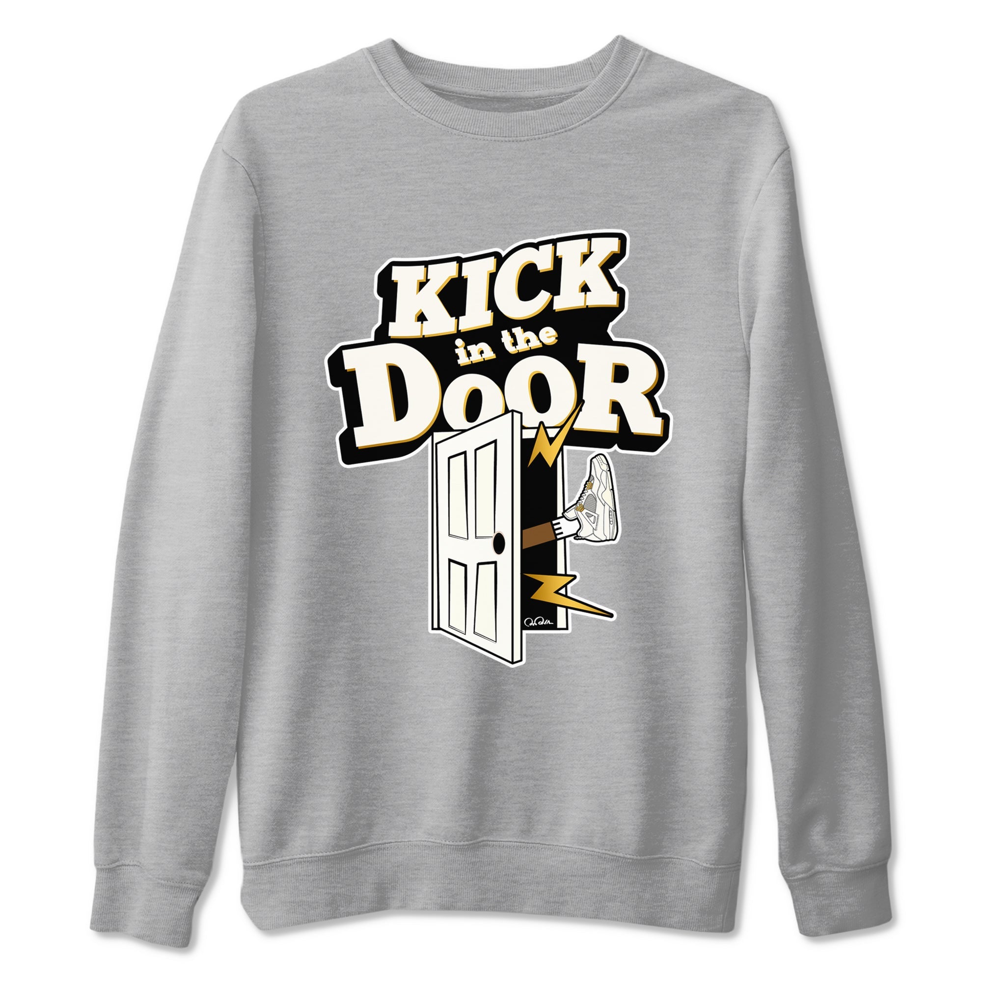 4s Sail 2024 shirt to match jordans Kick In The Door sneaker tees Air Jordan 4 Sail 2024 Drip Gear Zone unisex cotton Heather Grey 2 crew neck shirt