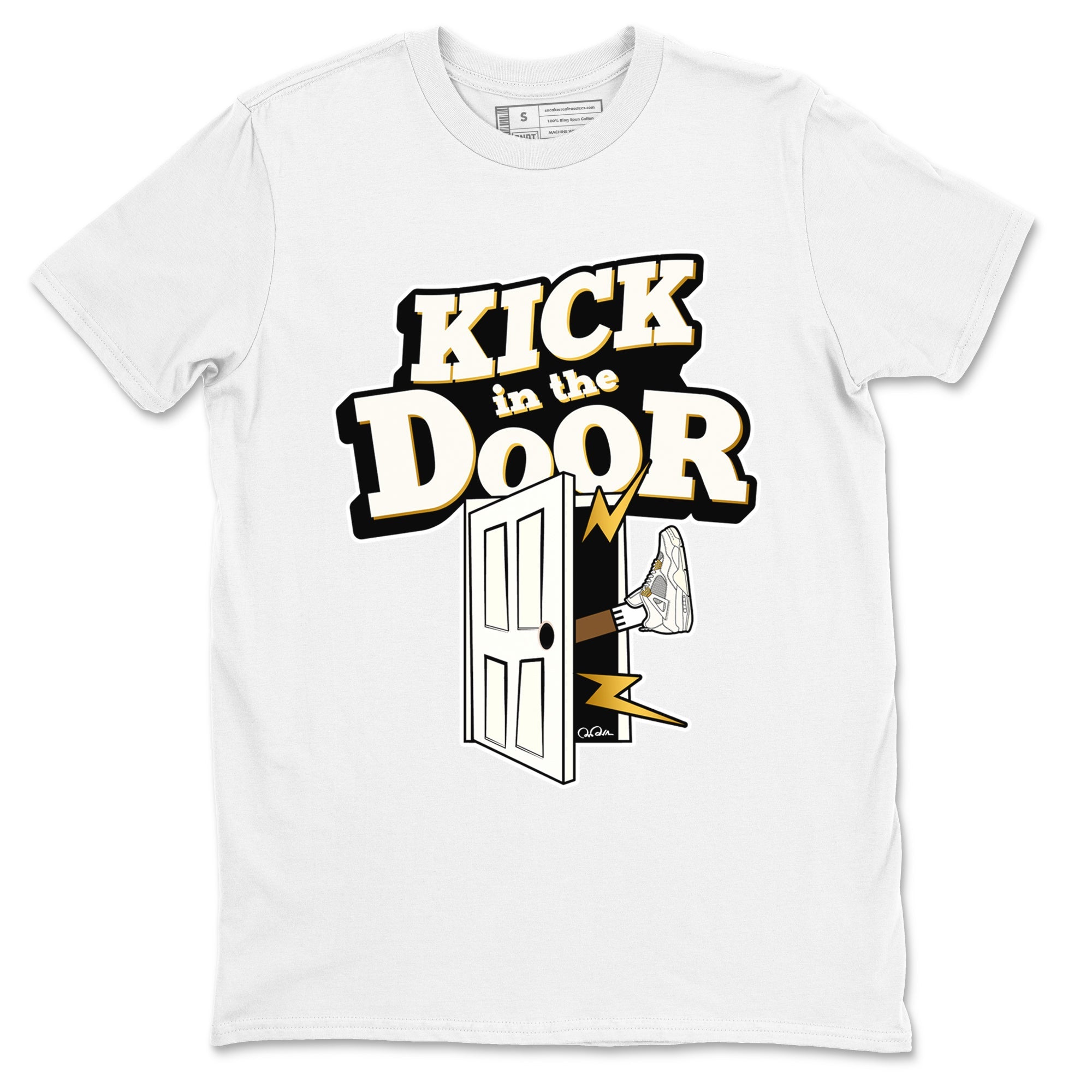 4s Sail 2024 shirt to match jordans Kick In The Door sneaker tees Air Jordan 4 Sail 2024 Drip Gear Zone unisex cotton White 2 crew neck shirt