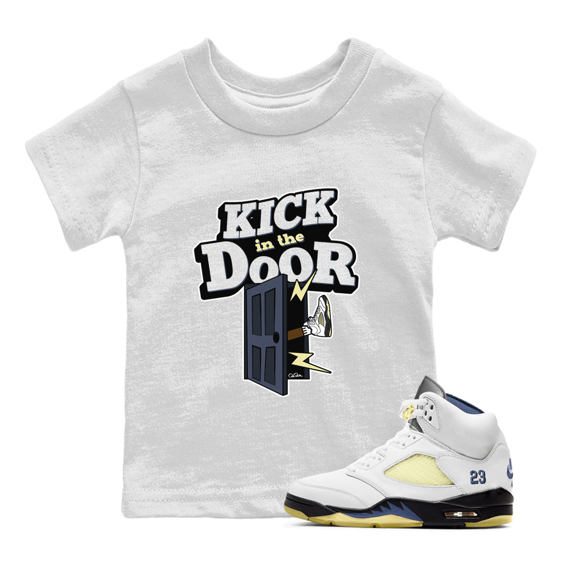 Air Jordan 5 A Ma Maniere x Photon Dust shirt to match jordans Kick In The Door sneaker tees Jordan 5 A Ma Maniere "Dawn" Drip Gear Zone Baby Toddler White 1 T-Shirt