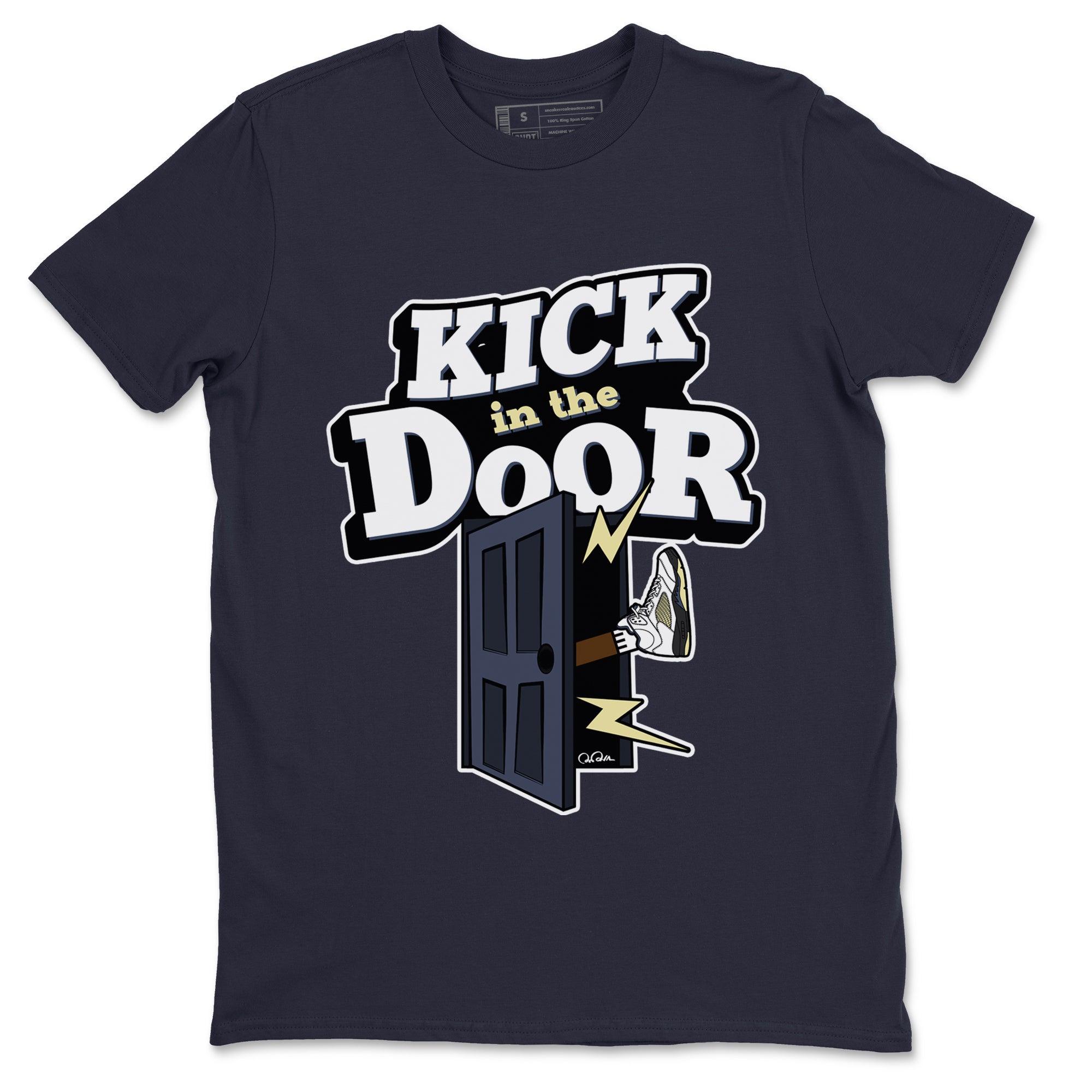 Air Jordan 5 A Ma Maniere x Photon Dust shirt to match jordans Kick In The Door sneaker tees Jordan 5 A Ma Maniere "Dawn" Drip Gear Zone Unisex Navy 2 T-Shirt