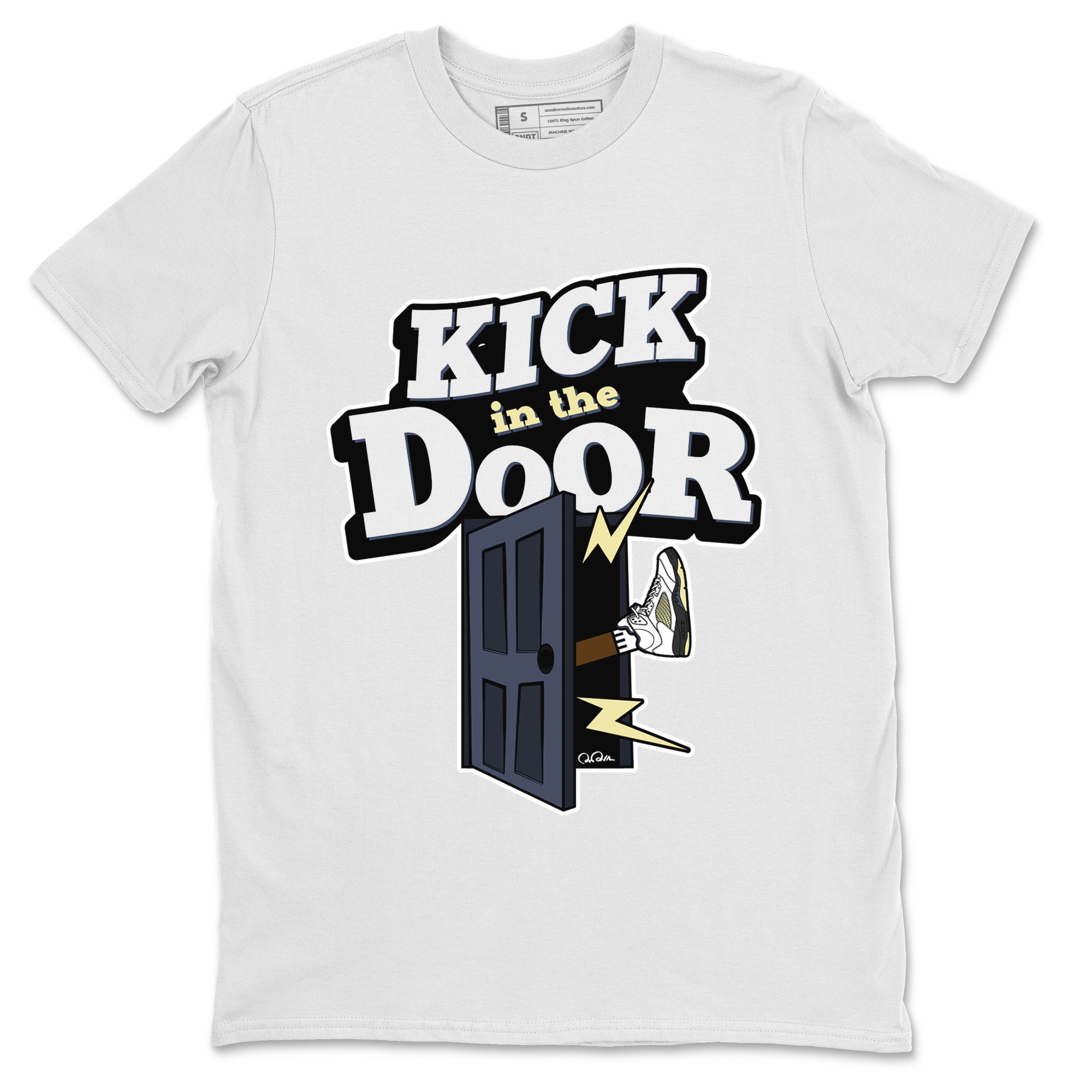 Air Jordan 5 A Ma Maniere x Photon Dust shirt to match jordans Kick In The Door sneaker tees Jordan 5 A Ma Maniere "Dawn" Drip Gear Zone Unisex White 2 T-Shirt