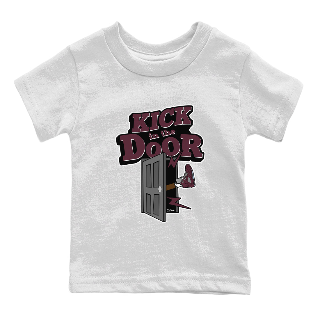 Air Jordan 5 Burgundy Sneaker Match Tees Kick In The Door Streetwear Sneaker Shirt AJ5 Burgundy Sneaker Release Tees Kids Shirts White 2