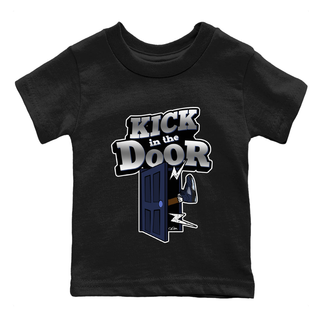 Air Jordan 5 Georgetown Sneaker Match Tees Kick In The Door Streetwear Sneaker Shirt AJ5 Georgetown Sneaker Release Tees Kids Shirts Black 2