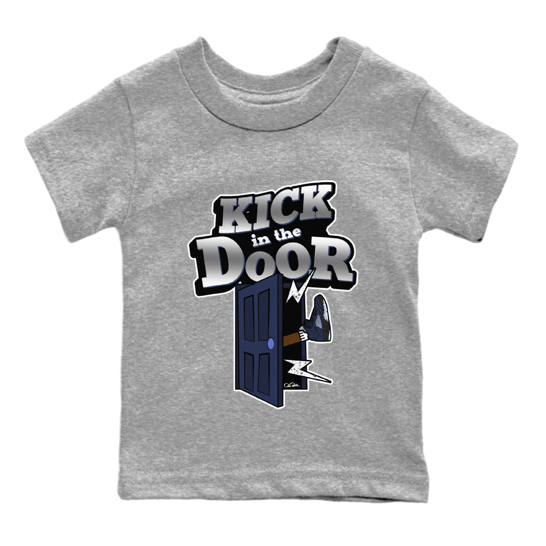 Air Jordan 5 Georgetown Sneaker Match Tees Kick In The Door Streetwear Sneaker Shirt AJ5 Georgetown Sneaker Release Tees Kids Shirts Heather Grey 2