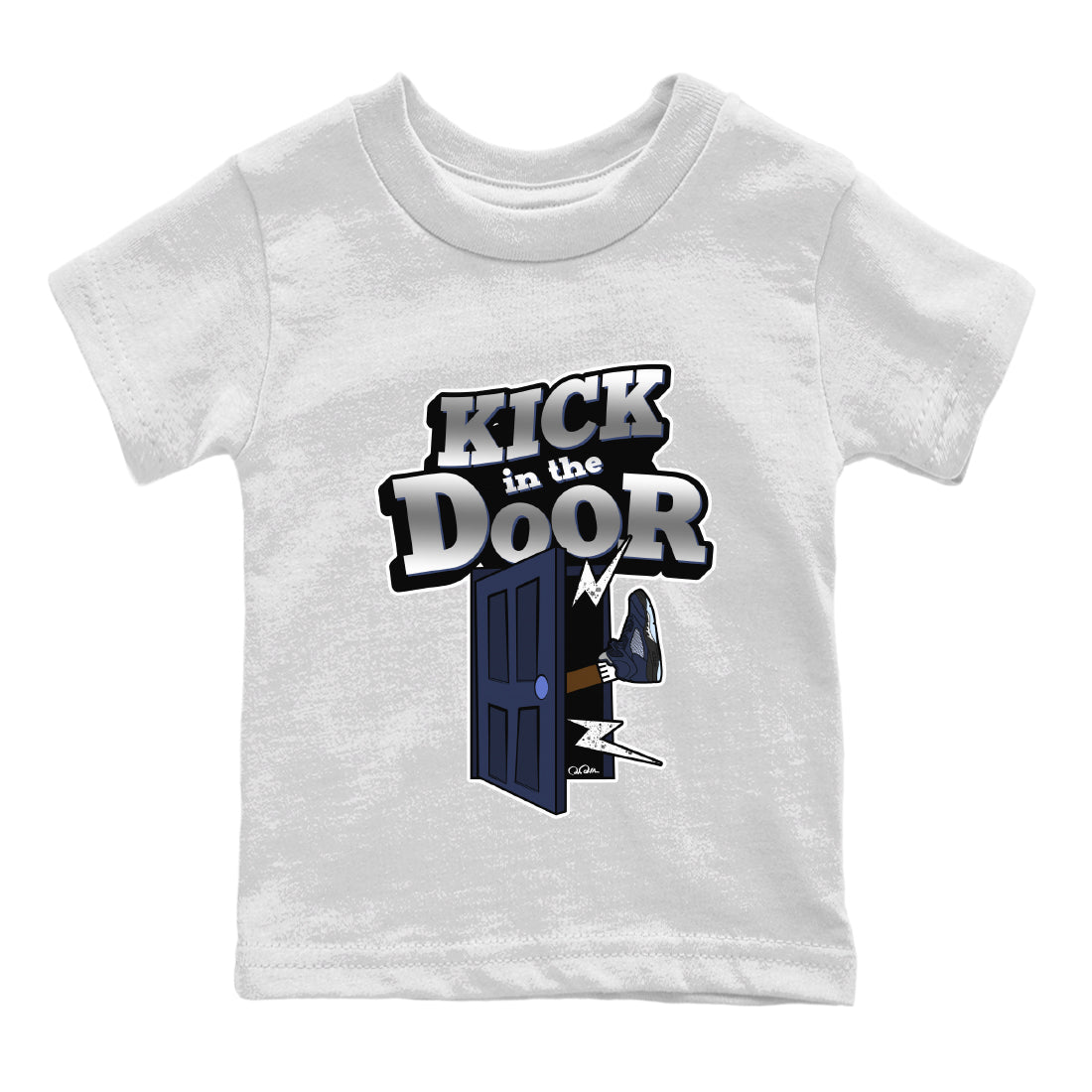 Air Jordan 5 Georgetown Sneaker Match Tees Kick In The Door Streetwear Sneaker Shirt AJ5 Georgetown Sneaker Release Tees Kids Shirts White 2