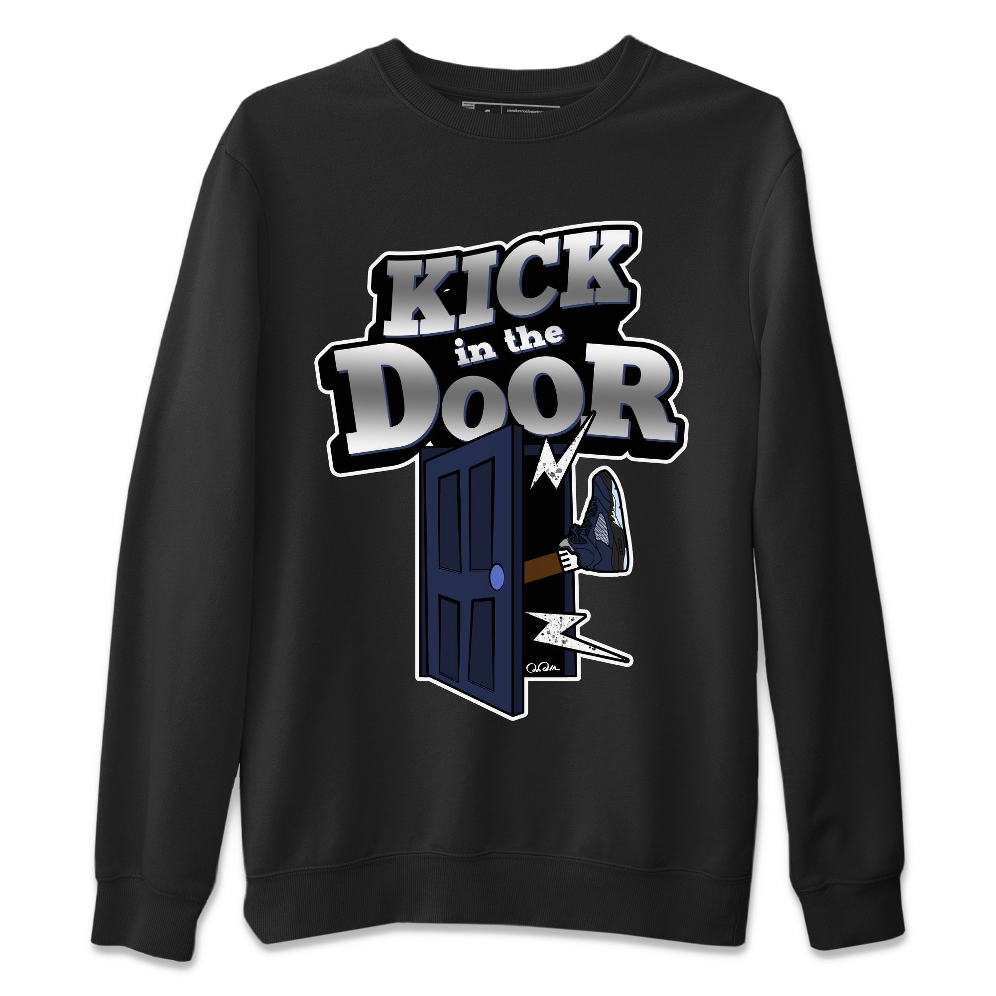 Air Jordan 5 Georgetown Sneaker Match Tees Kick In The Door Streetwear Sneaker Shirt AJ5 Georgetown Sneaker Release Tees Unisex Shirts Black 2
