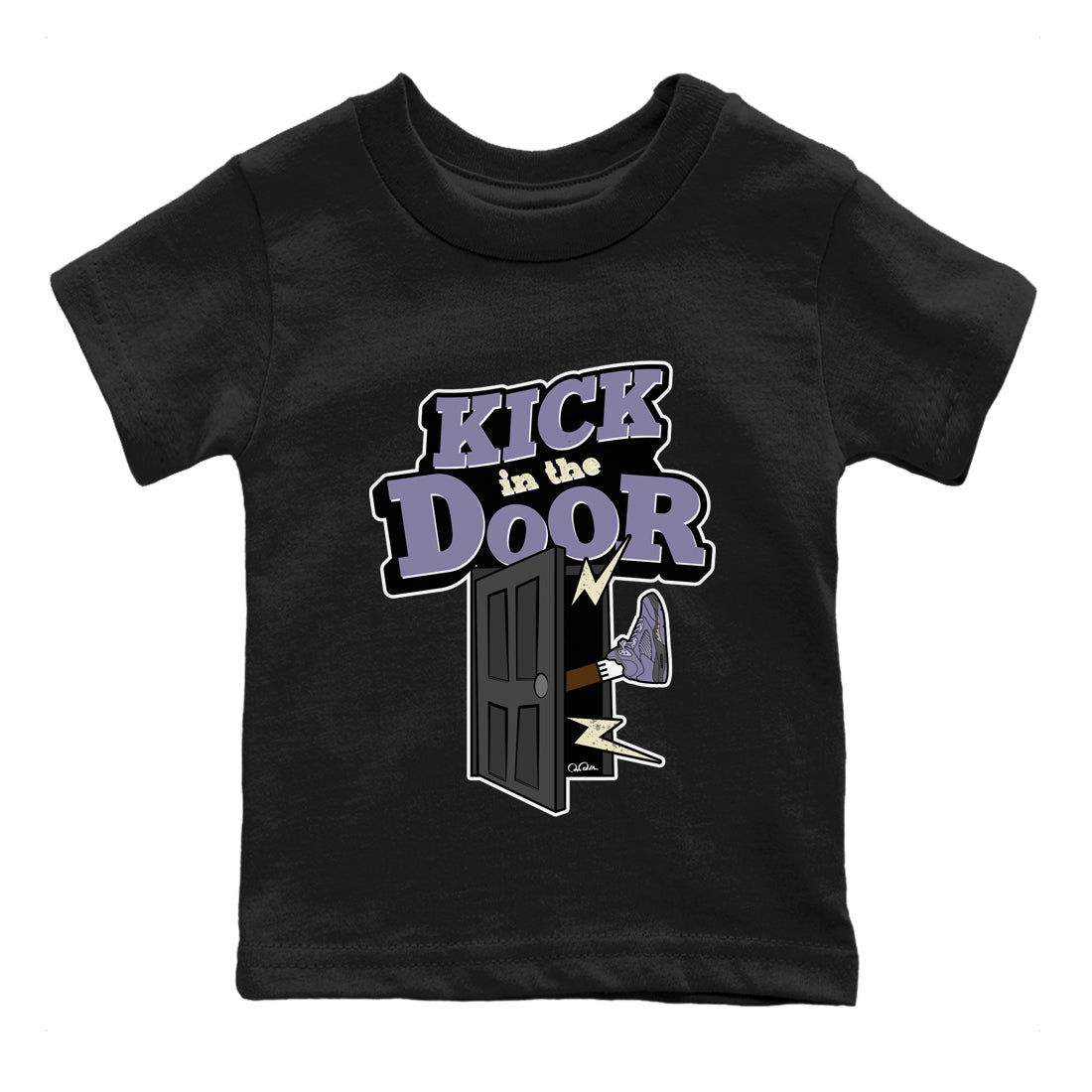 Air Jordan 5 Indigo Haze Sneaker Match Tees Kick In The Door Streetwear Sneaker Shirt AJ5 Indigo Haze Sneaker Release Tees Kids Shirts Black 2