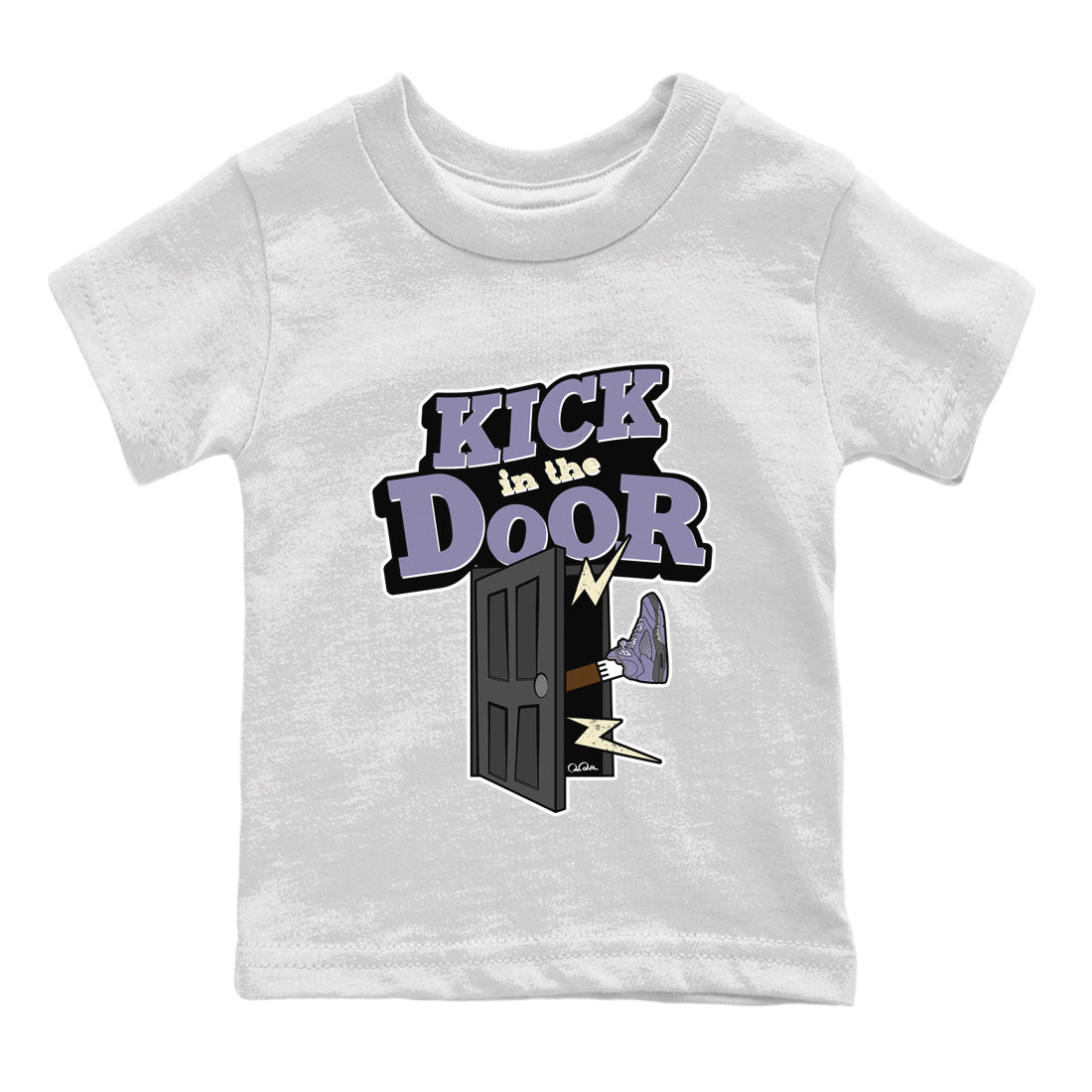 Air Jordan 5 Indigo Haze Sneaker Match Tees Kick In The Door Streetwear Sneaker Shirt AJ5 Indigo Haze Sneaker Release Tees Kids Shirts White 2