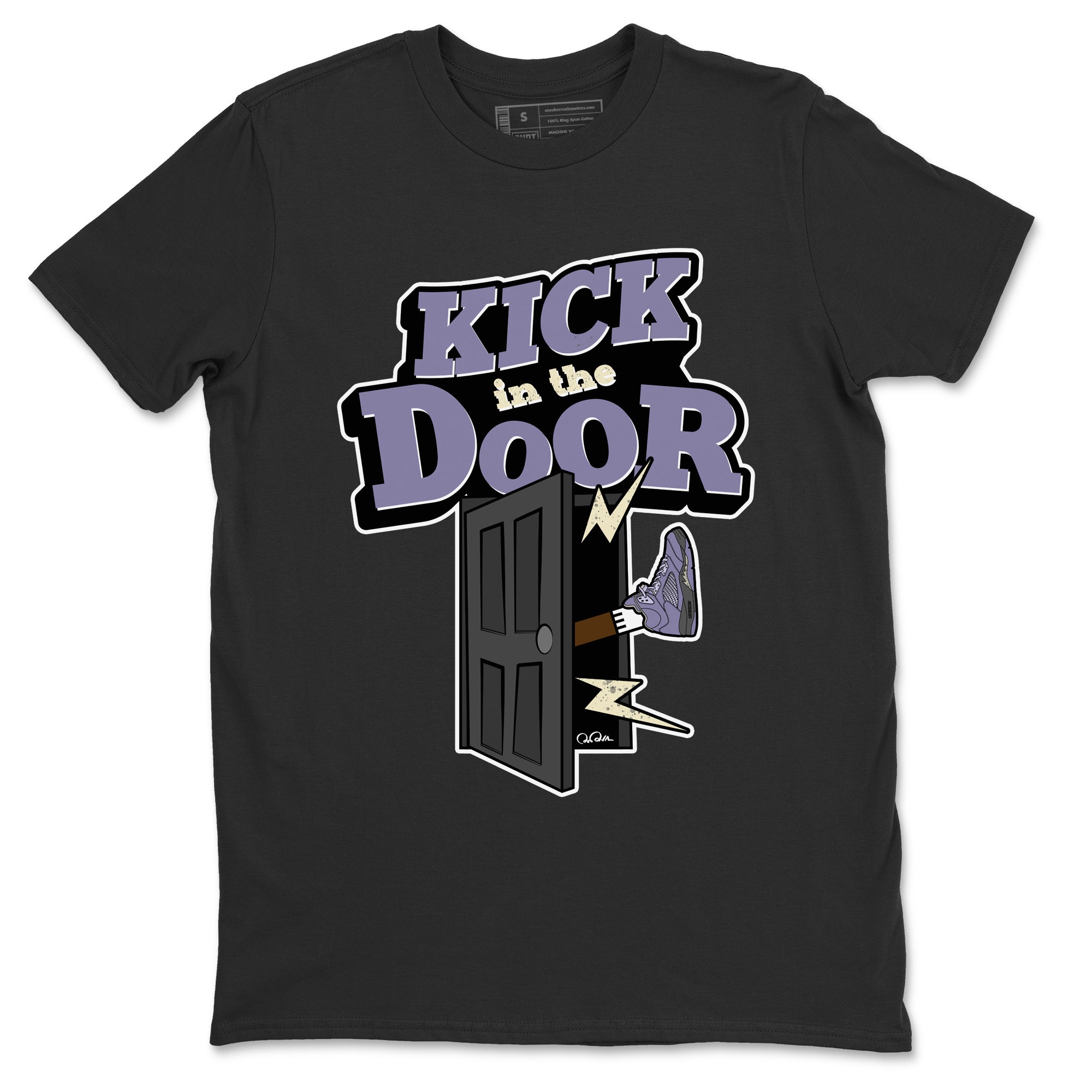 Air Jordan 5 Indigo Haze Sneaker Match Tees Kick In The Door Streetwear Sneaker Shirt AJ5 Indigo Haze Sneaker Release Tees Unisex Shirts Black 2